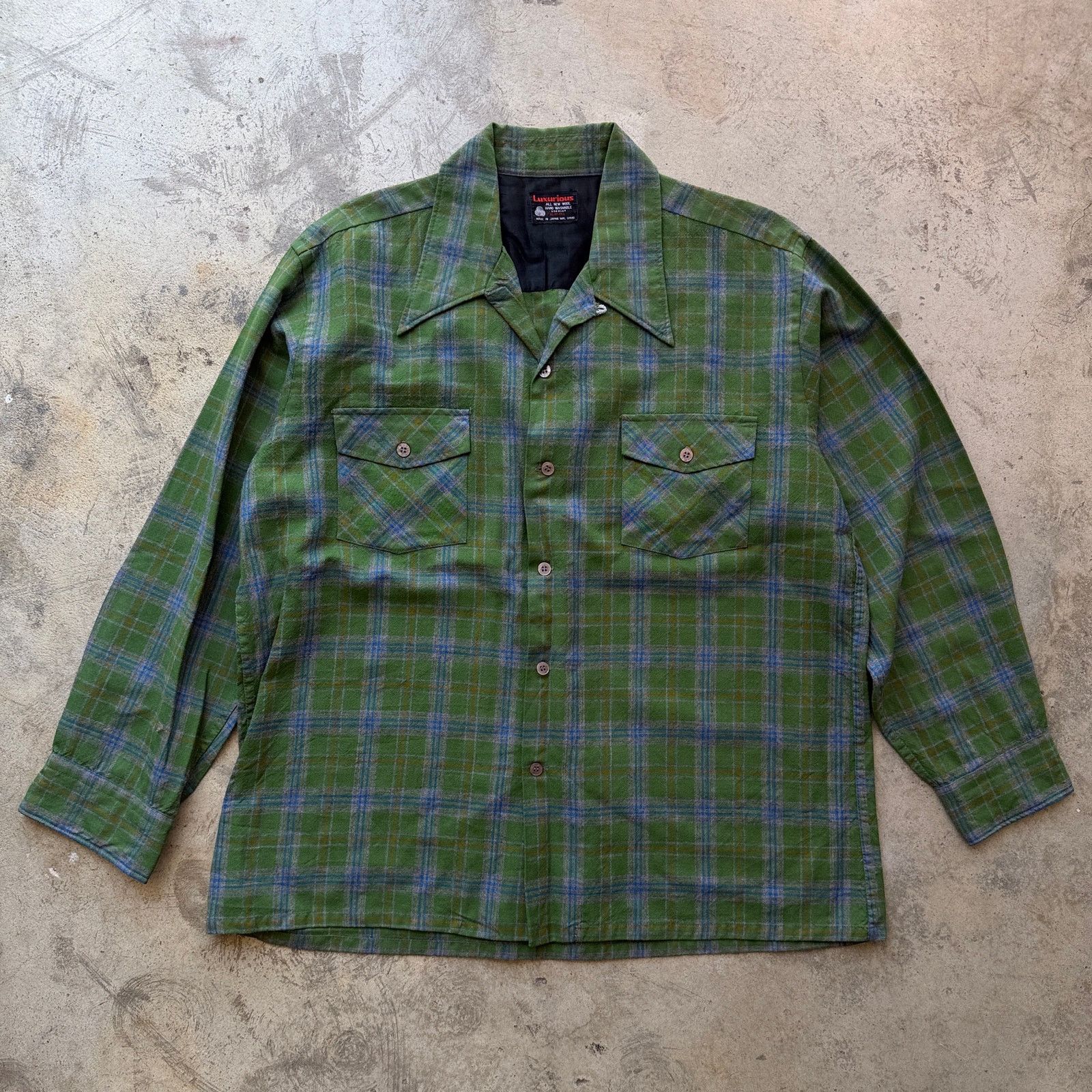 Other 70s Luxurious Plaid Dagger loop Collar Wool board Shirt Size US XL / EU 56 / 4 - 1 Thumbnail