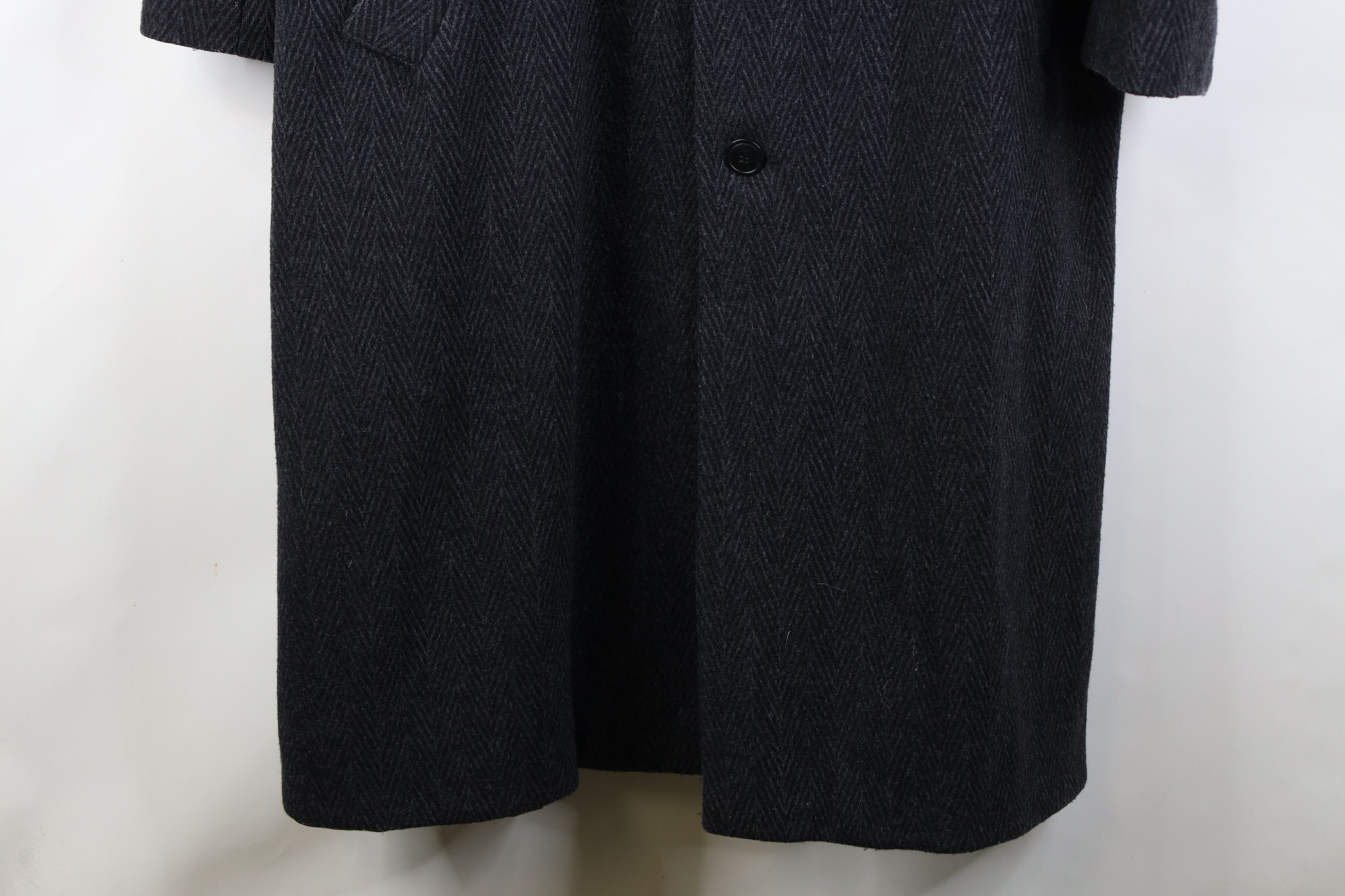 Eddie Bauer Vintage 90s Eddie Bauer Herringbone Overcoat Jacket Black Size US XL / EU 56 / 4 - 4 Thumbnail