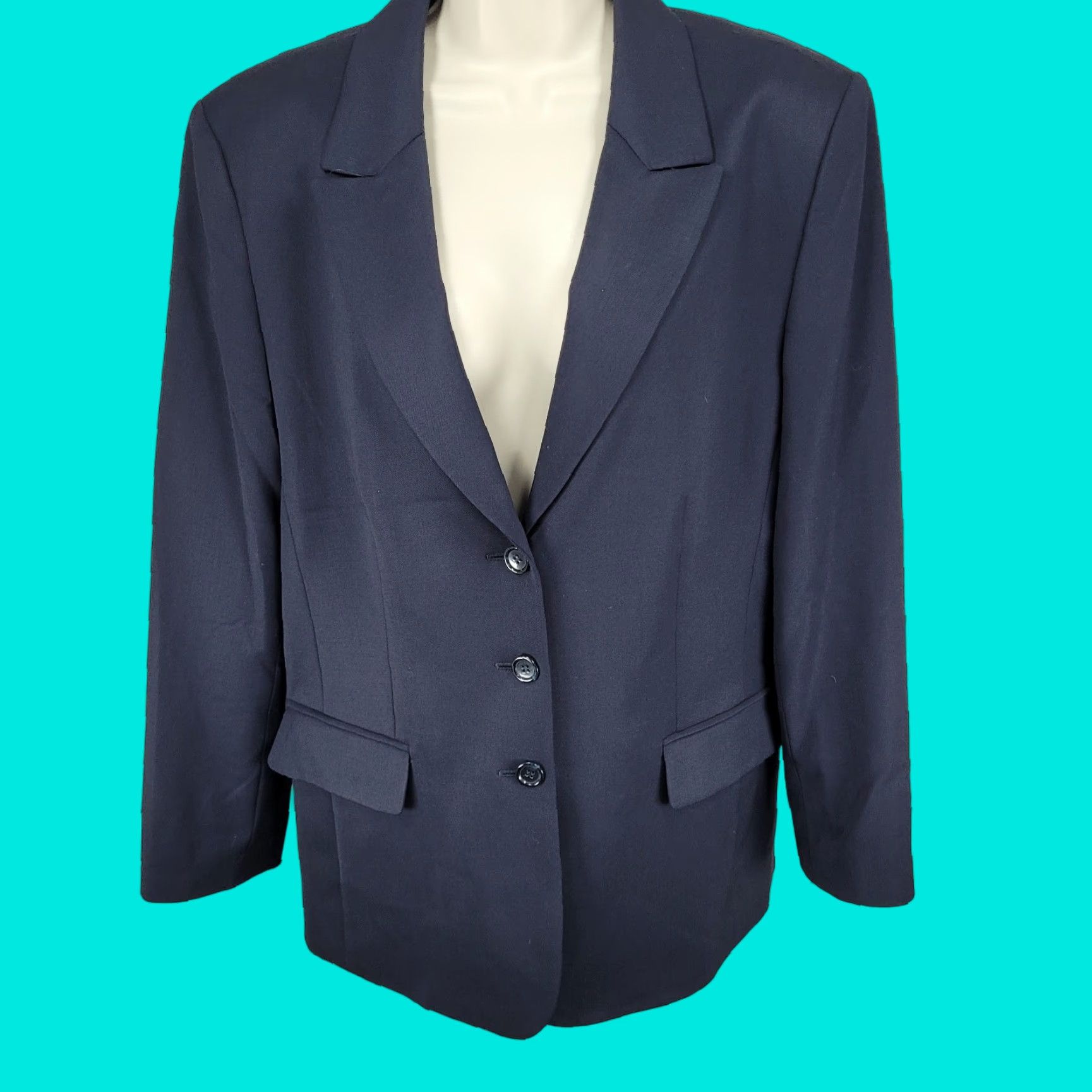 Talbots VINTAGE Talbots Blue Italian Wool Stretch 3 Button Peak Blazer USA Made Size 14 Jacket Women Size XL / US 12-14 / IT 48-50 - 1 Thumbnail
