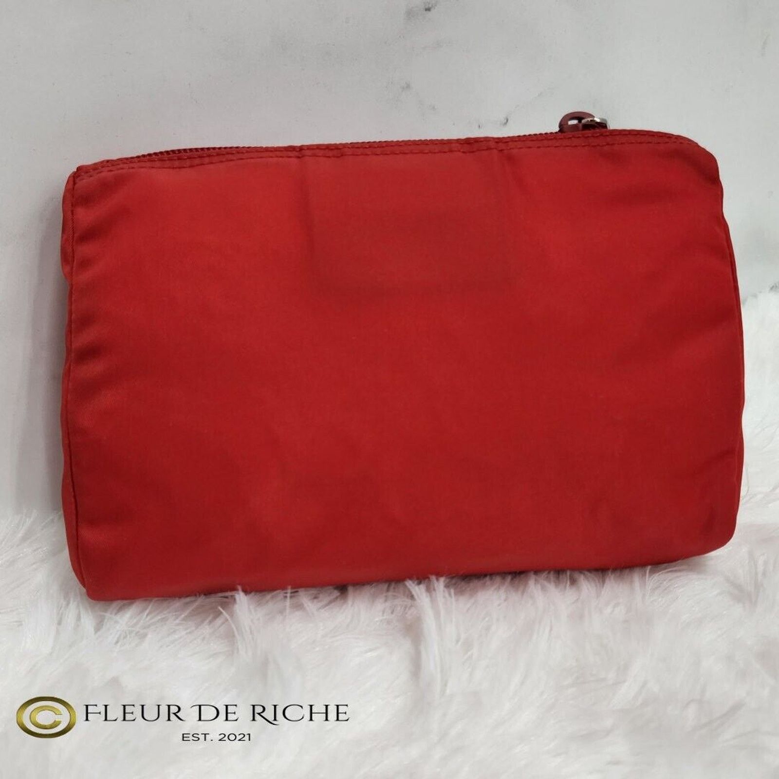 Prada Prada Necessaire Tessuto Small Toiletry Clutch Case Red Size ONE SIZE - 4 Thumbnail