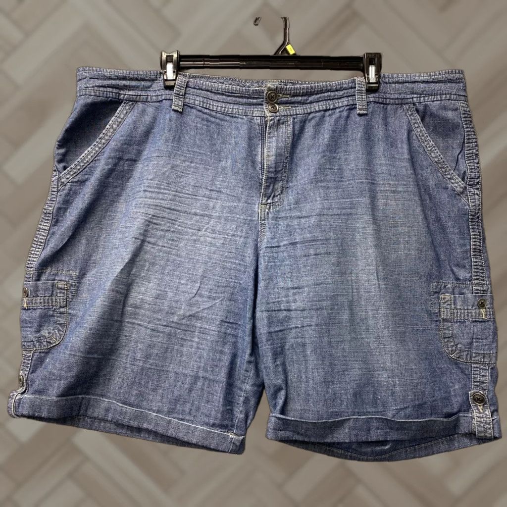 Denime VINTAGE Sonoma Women's Cargo Shorts 48 Waist 10 Inseam Blue Denim Zip Casual 70s 80s Size 42" / US 20 - 1 Thumbnail