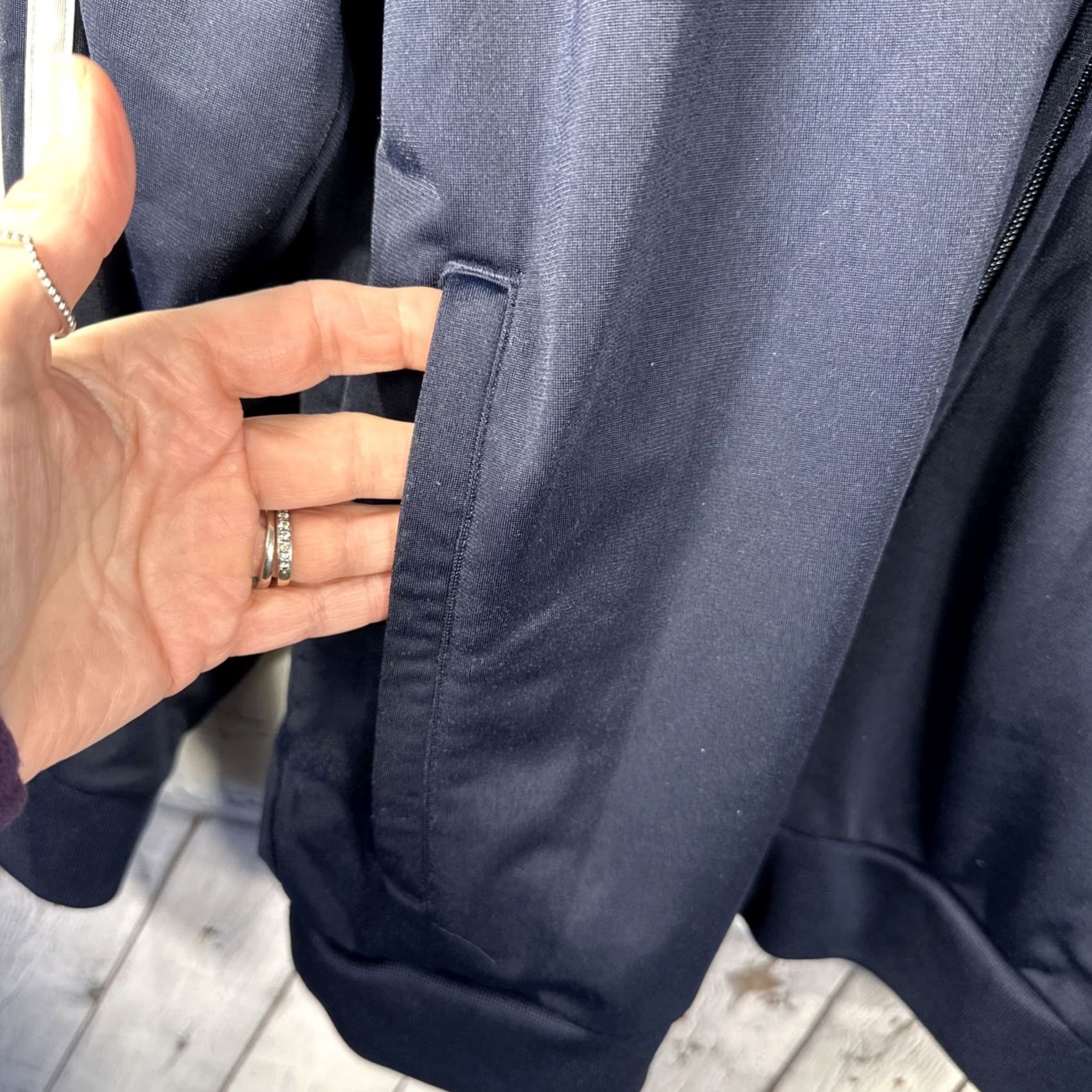 Adidas Adidas Track Jacket Full Zip Mens XL Athletic Navy Blue White Size US XL / EU 56 / 4 - 3 Thumbnail