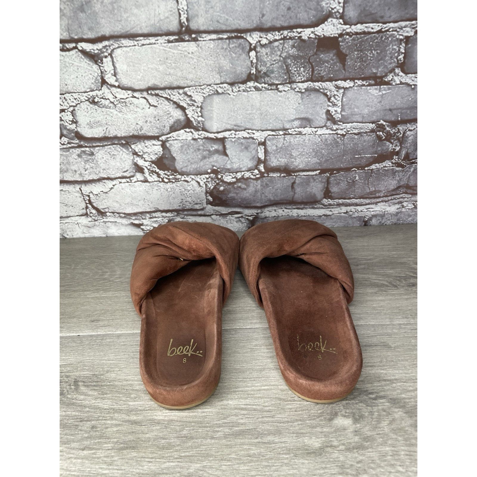 beek Beek Tesia Burnt Brown Suede Leather Slides Casual Sandals W Size US 8 / IT 38 - 4 Thumbnail
