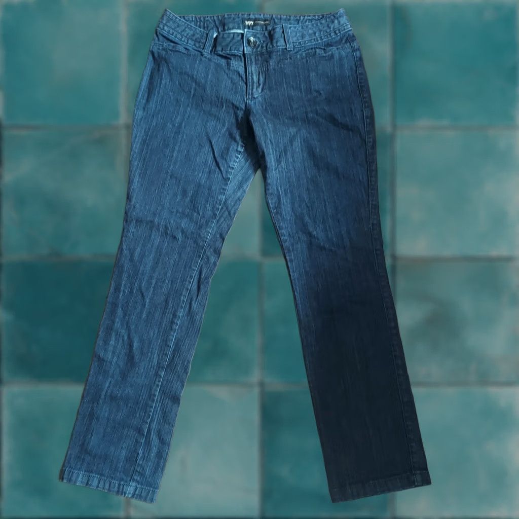 Mossimo Mossimo Women's Denim Jeans - Size 12 - Blue - Cotton Spandex - Regular - Straight - Dark Wash - Button Closure - Solid - Women Size 34" / US 12 / IT 48 - 1 Thumbnail