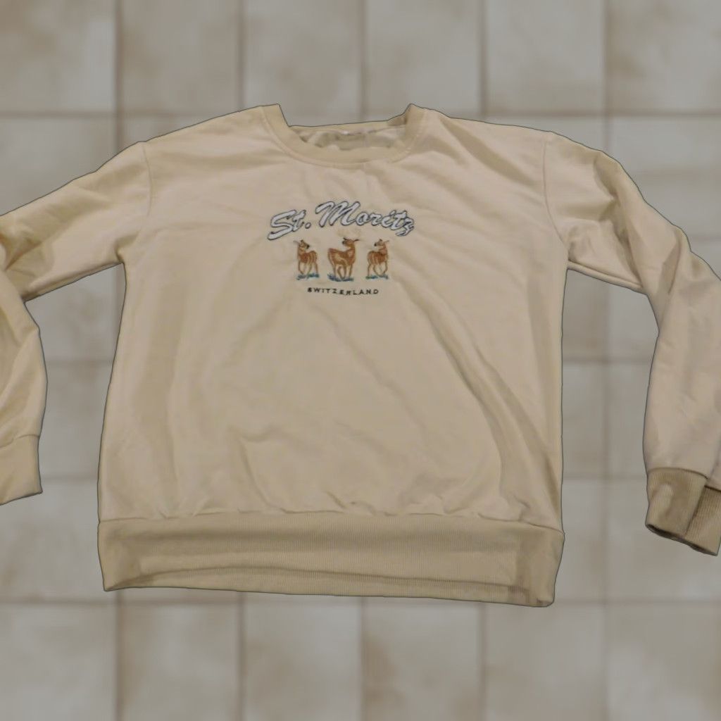 Vintage ROMWE Womens Sweater XL Beige Crewneck Pullover Knit Cotton Polyester Ruffle Long Sleeve Modern All Seasons Womens Size XL / US 12-14 / IT 48-50 - 1 Thumbnail