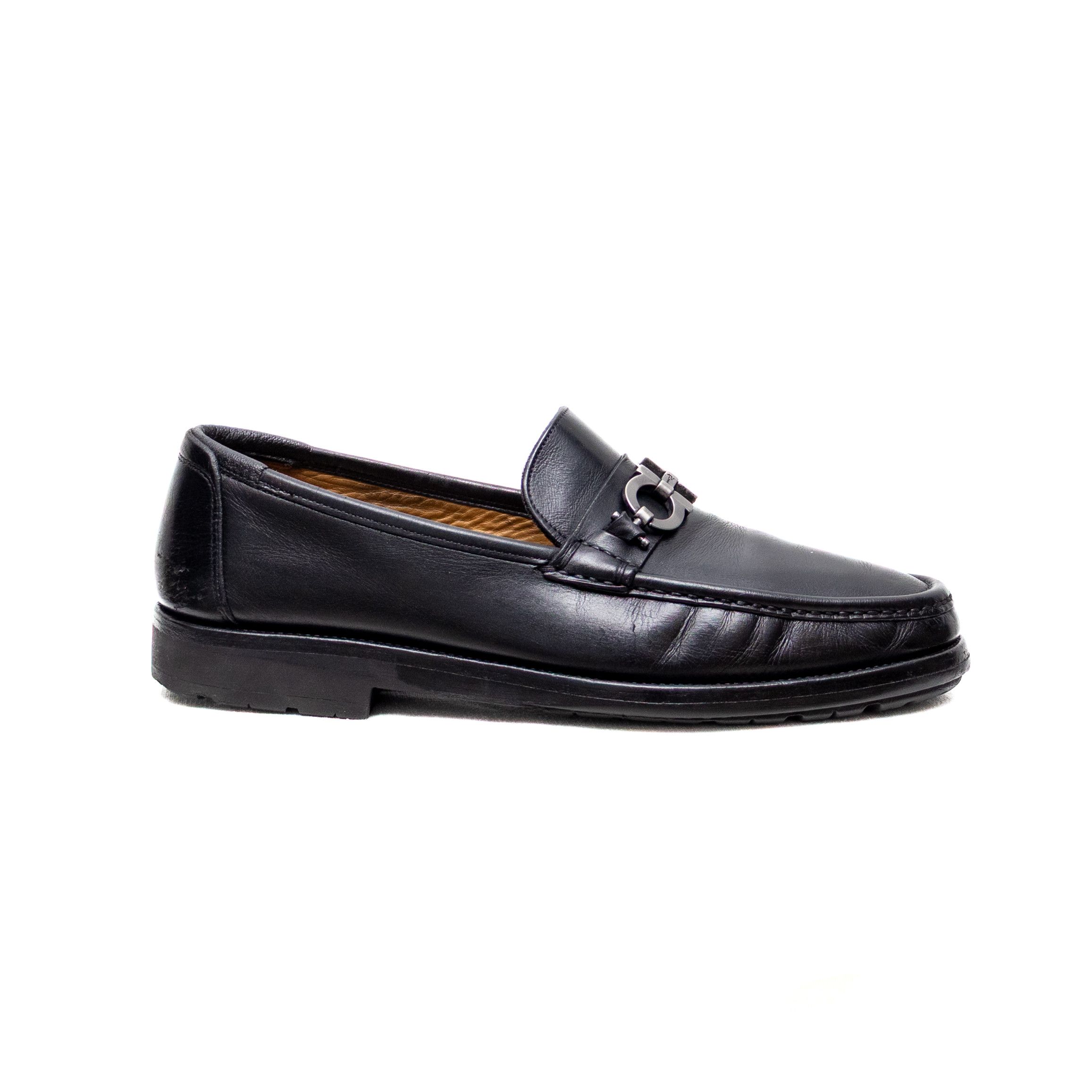 Salvatore Ferragamo SALVATORE FERRAGAMO Black Leather Lug Sole Loafers Sz 10 EE Size US 10 / EU 43 - 3 Thumbnail