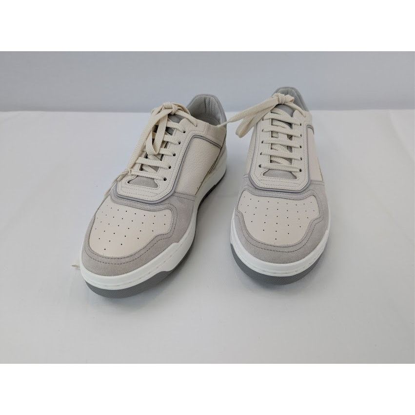 Brunello Cucinelli o1rshd1 Leather Low-Top Sneakers in White / Grey / Cream Size US 9 / EU 42 - 8 Thumbnail