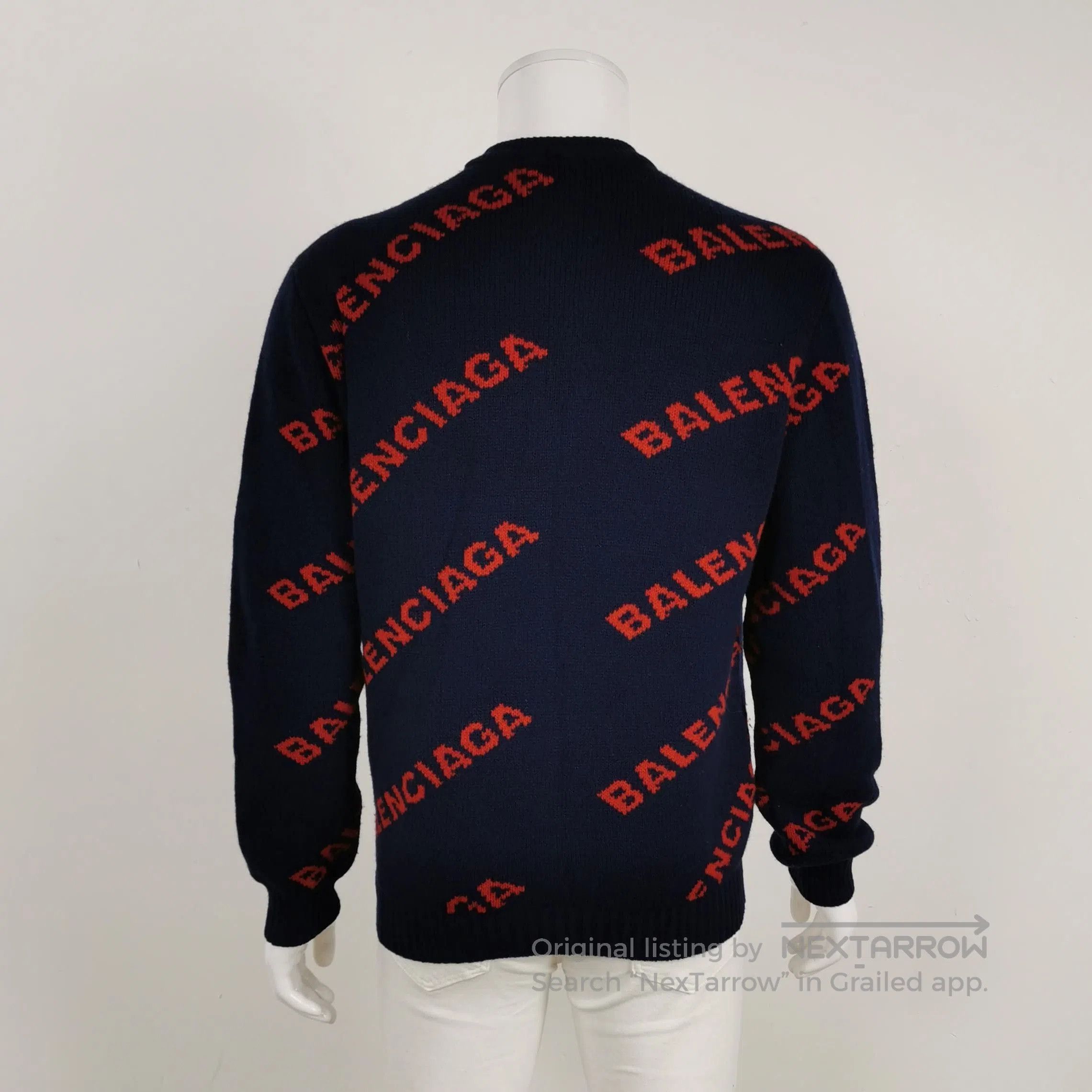 Balenciaga Balenciaga Wool Blend Logo Print Crewneck Sweater S. Size US S / EU 44-46 / 1 - 1 Thumbnail