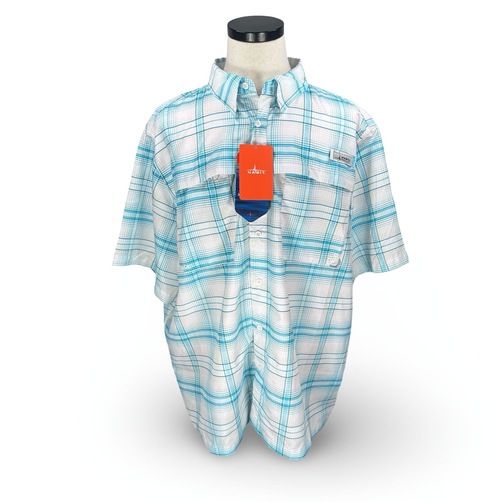 Other Habit Fishing Shirt Men 2XL XXL Blue Curacao Upstream Plaid Size US XXL / EU 58 / 5 - 1 Thumbnail