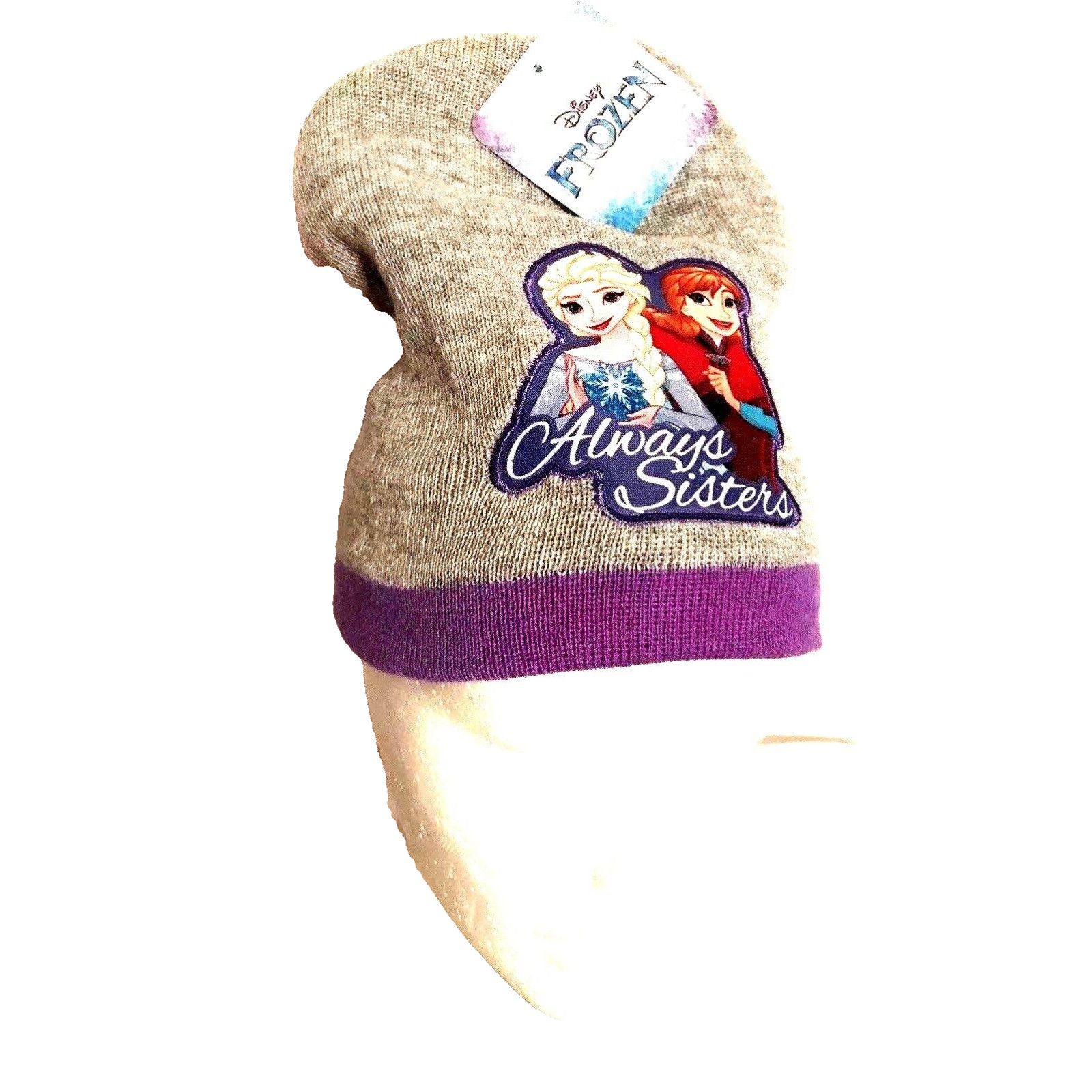 Disney Disney Frozen Anna Elsa Gray Purple Knit Beanie Hat Cap New Size ONE SIZE - 1 Thumbnail