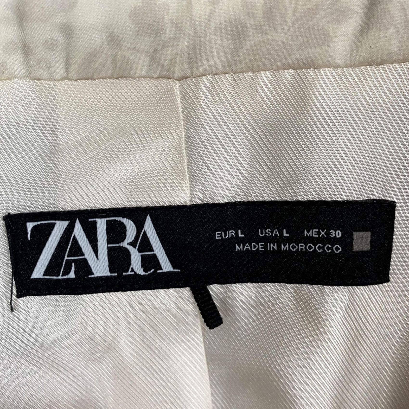 Zara Zara Floral Print Satin Effect Blazer Womens Large Cream Pink Open Front Jacket Size L / US 10 / IT 46 - 6 Thumbnail