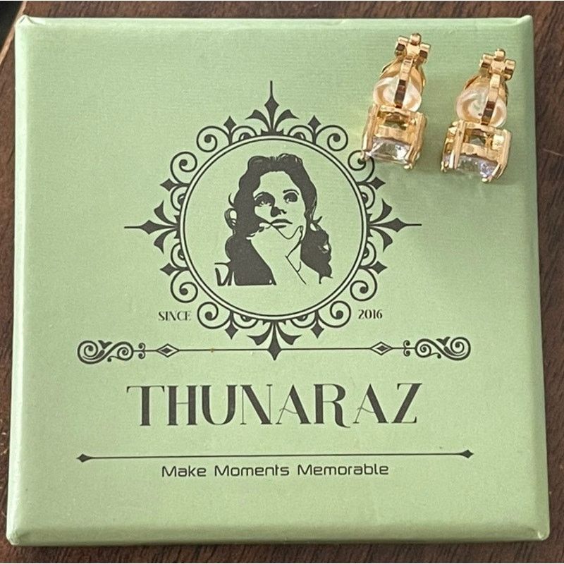 Unknown London Thunaraz 14K Zirconia Gold Clip On Earrings Hypoallergenic Size ONE SIZE - 3 Thumbnail