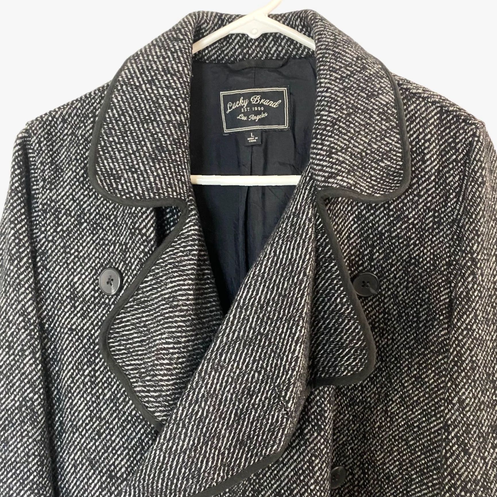 Lucky Brand VINTAGE Lucky Brand Pea Coat Jacket Womens Large Gray Wool Blend Double-Breasted Size L / US 10 / IT 46 - 6 Thumbnail