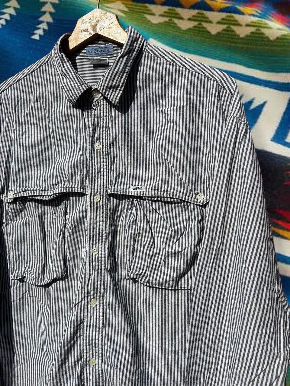 Georges Marciano 90’s Guess George Marciano Striped Pure Cotton Shirt Size XL Size US XL / EU 56 / 4 - 1 Thumbnail