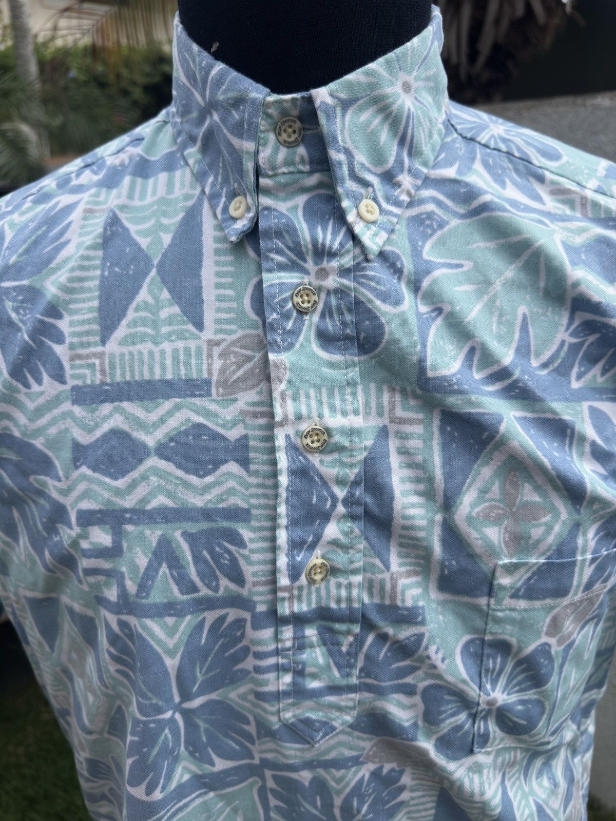 Reyn Spooner Reyn Spooner Classic Hawaiian Print Blue/Green Men's S Size US S / EU 44-46 / 1 - 3 Thumbnail