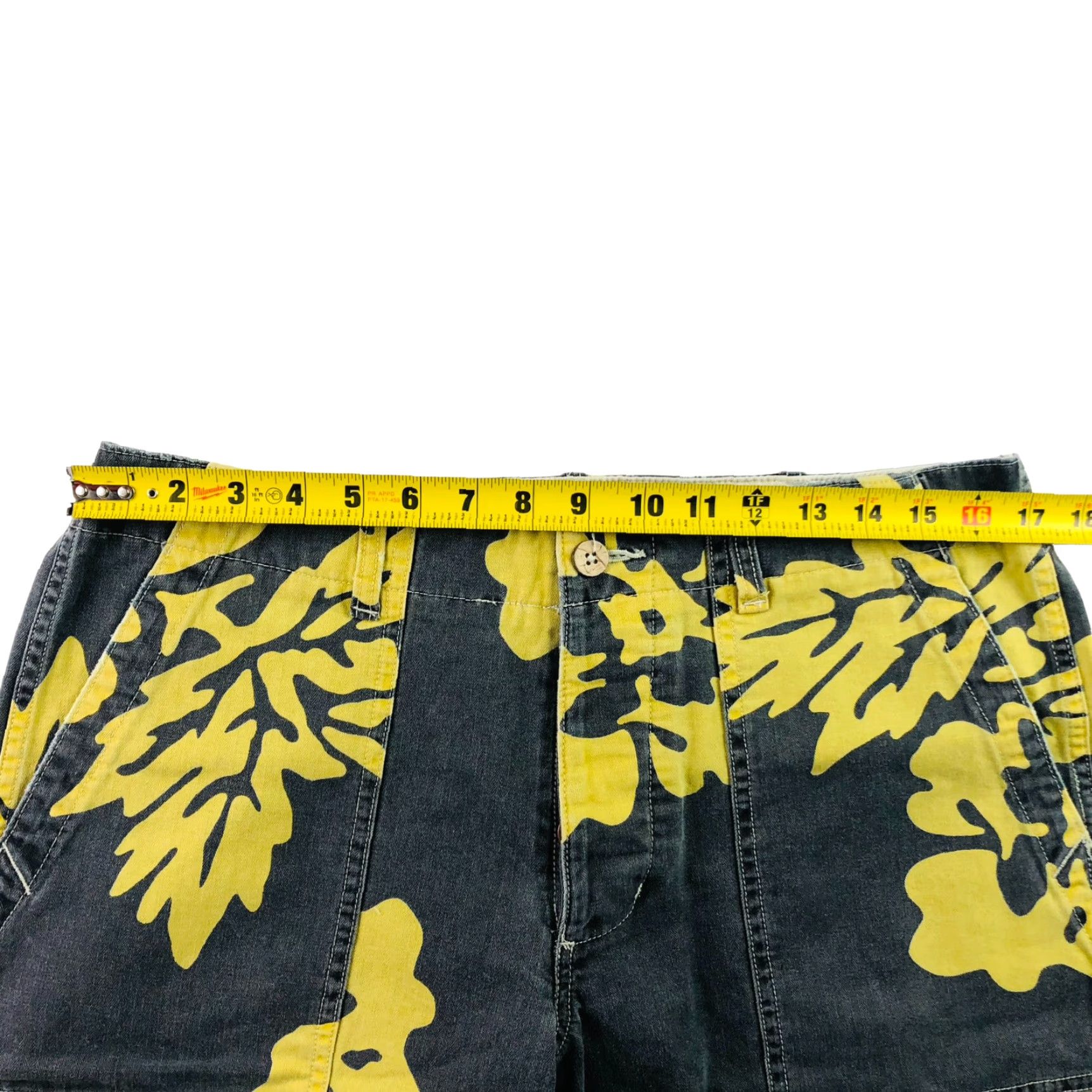 Denim & Supply Ralph Lauren Men's Shorts Bermuda Black Floral Hawaiian 33 Inseam 11 Cotton Denim