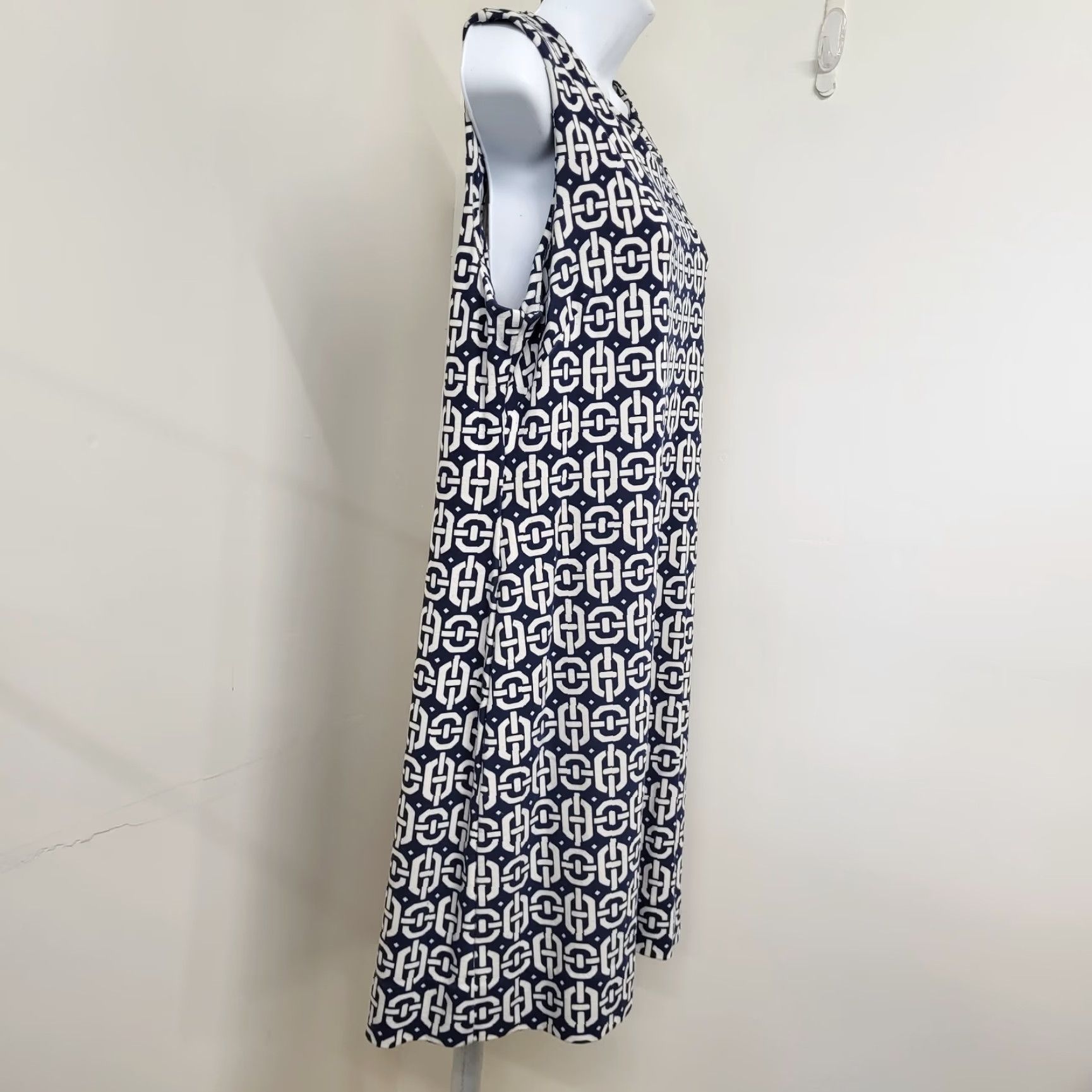 Banana Republic Banana Republic Dress Women’s 14 Blue Geo Print Sheath Rear Zip Back Ponte Dress Size XL / US 12-14 / IT 48-50 - 4 Thumbnail