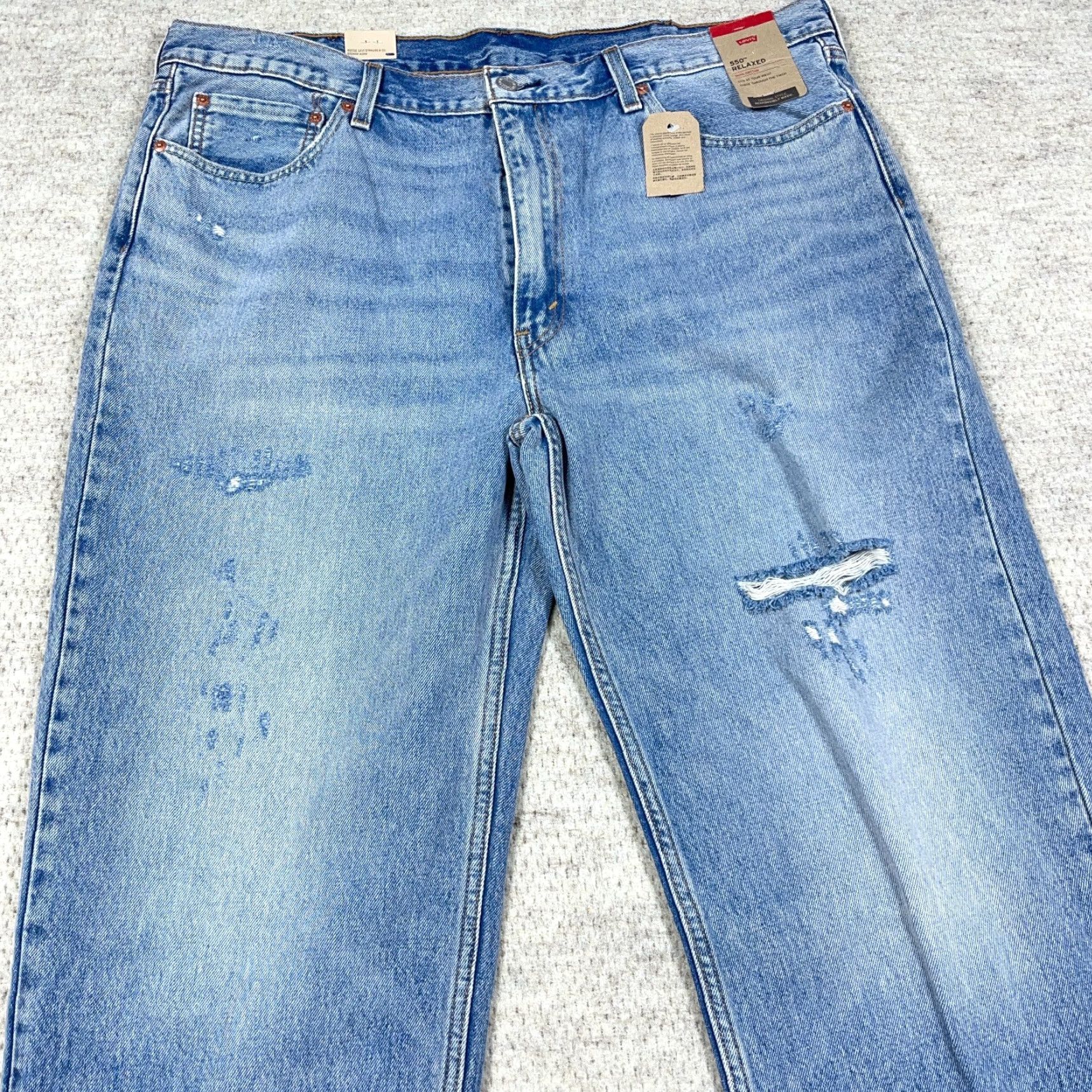 Levi's Levi's 550 Jeans Men 42x34 Relaxed Fit Blue Denim 5-Pocket Distressed Medium Wash Cotton Size US 42 / EU 58 - 7 Thumbnail