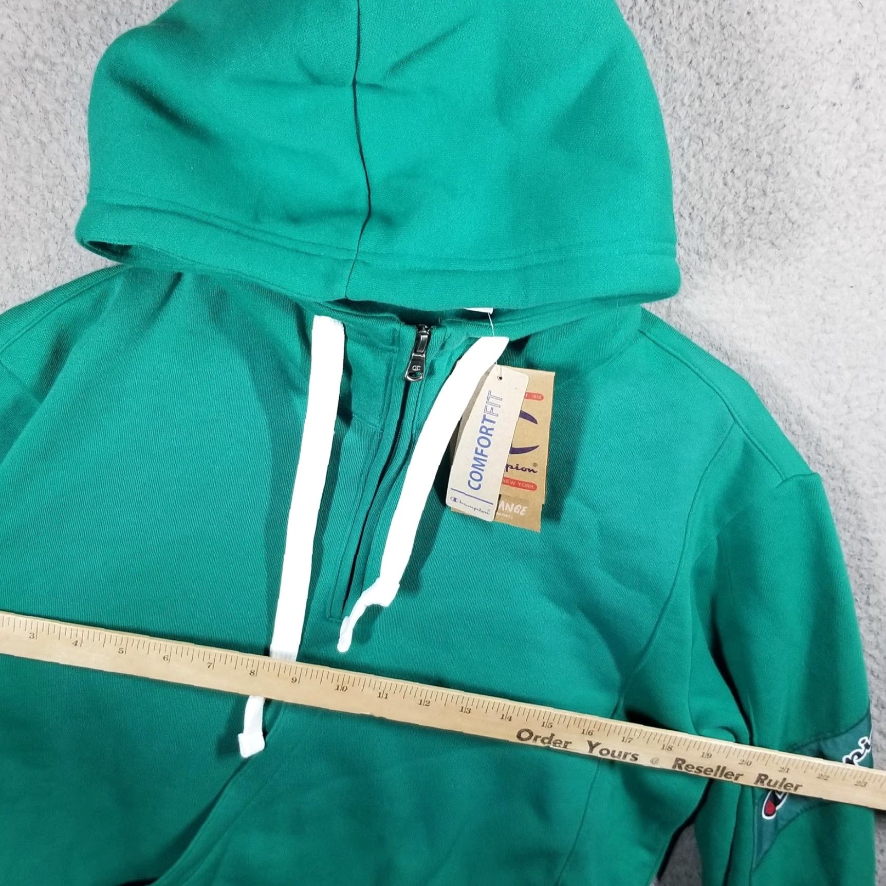 Champion Champion Hoodie Mens Small Green Comfort Fit Organic Cotton Pullover Logo NWT Size US S / EU 44-46 / 1 - 6 Thumbnail