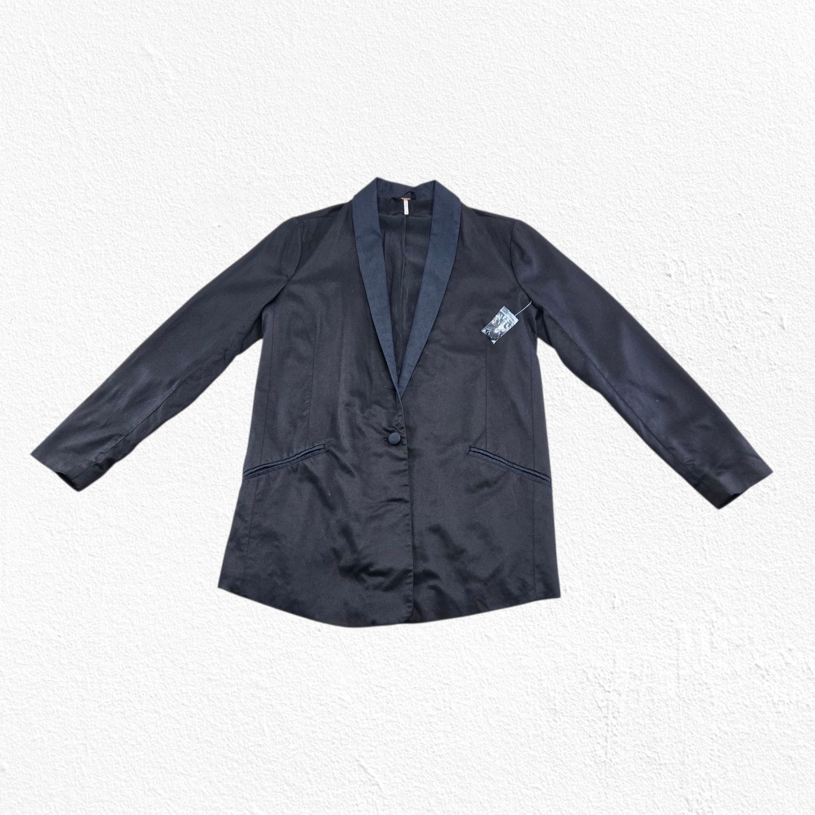 Free People Black Tencel Linen Blend Blazer Jacket Size Medium Size M / US 6-8 / IT 42-44 - 9 Thumbnail