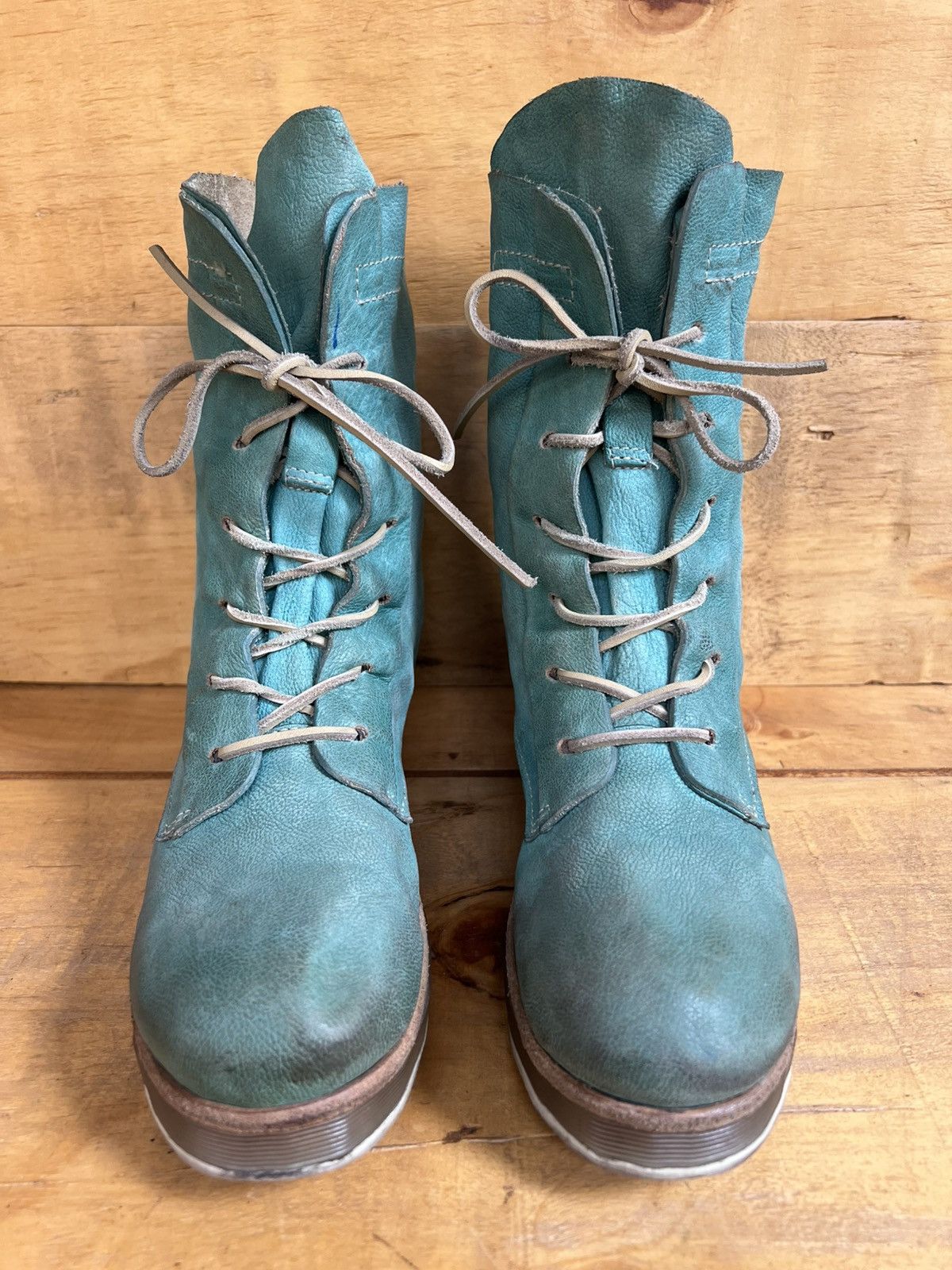 A.S.98 Airstep AS98 Green Leather Biker Ankle Boots Size US 10 / IT 40 - 2 Thumbnail