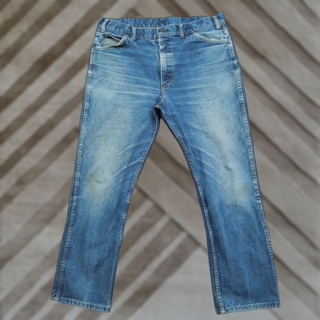 Vintage VINTAGE Saddle King Jeans Mens 38X30 Blue Pants Faded Whiskers Western Talon 80s Size US 36 / EU 52 - 1 Thumbnail