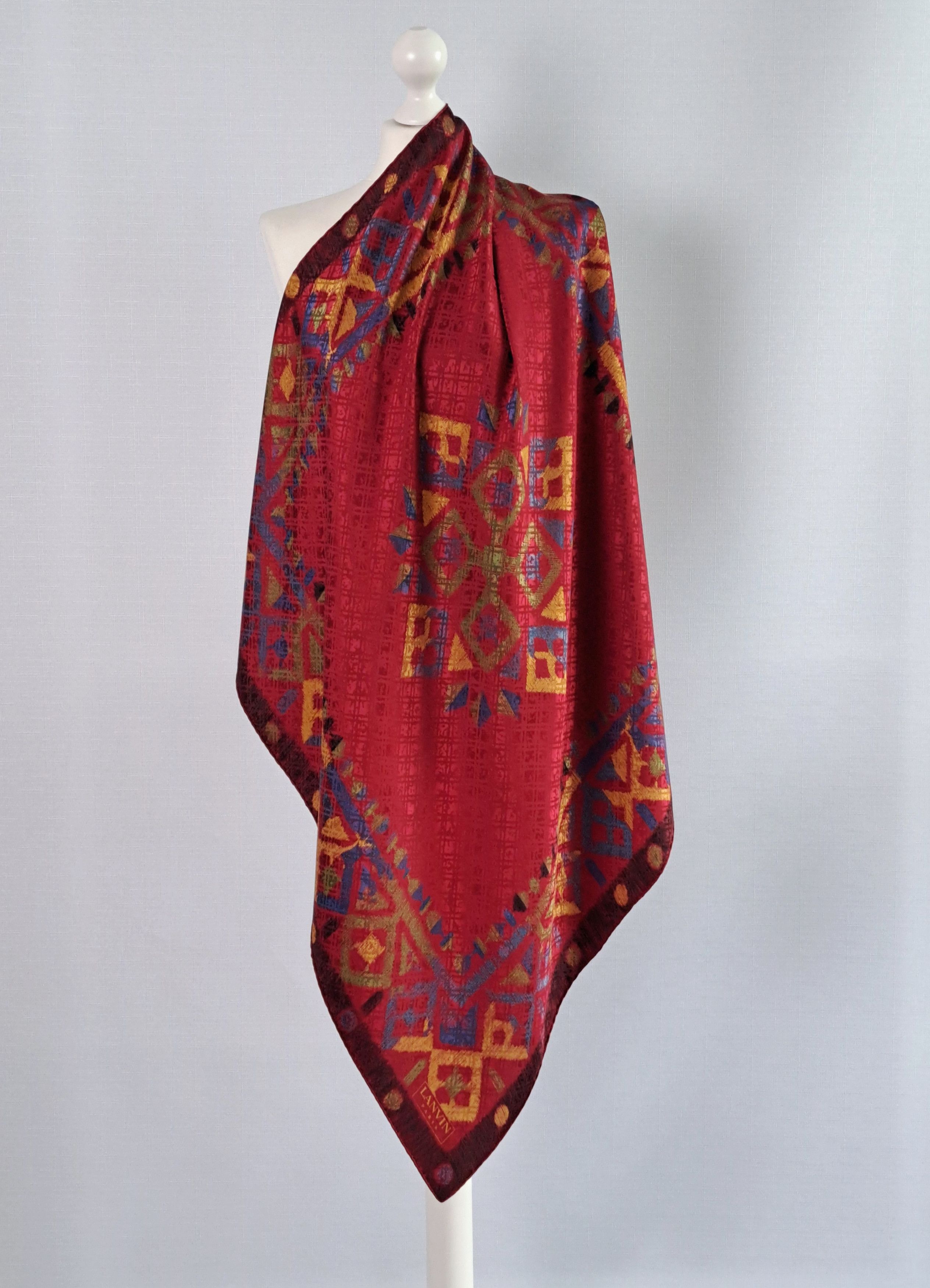 Lanvin × Vintage Vintage LANVIN Aztec motif jacquard silk scarf. Size ONE SIZE - 10 Thumbnail
