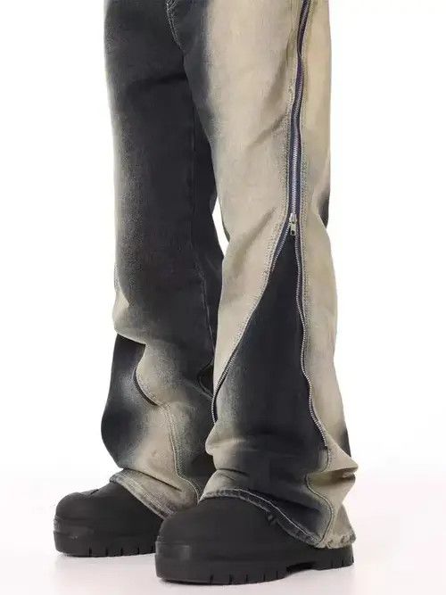 High Sport × Japanese Brand × Jean Retro washed old gradient RO style large zipper jeans Size US 32 / EU 48 - 2 Thumbnail