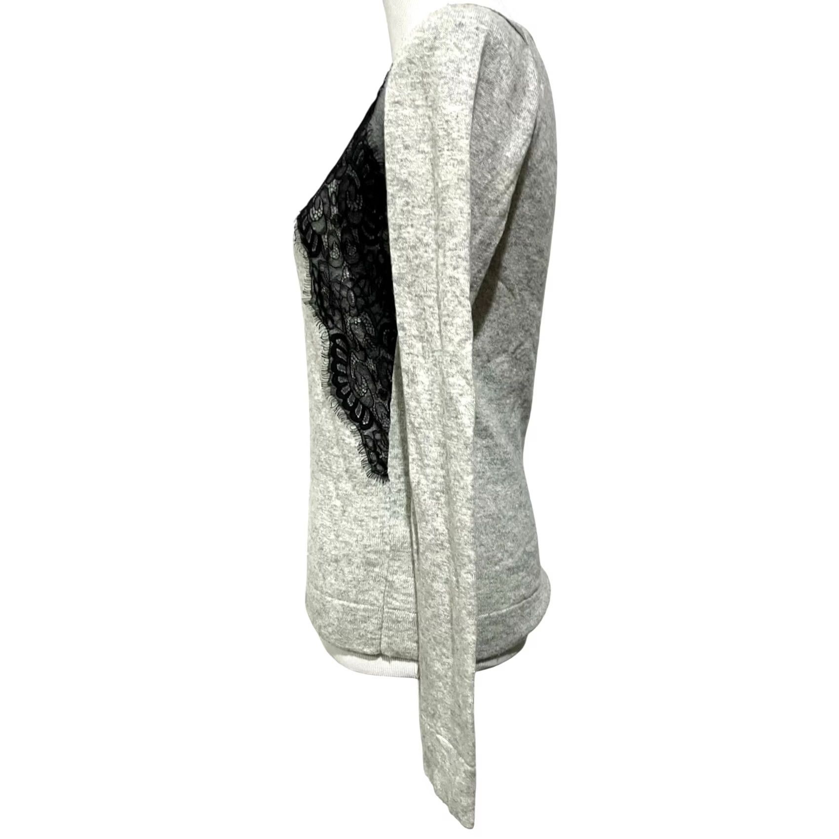 J.Crew J.Crew Gray Wool Blend Black Lace Color block Crew Neck Sweater Women’s Sz Small - Mens/Womens? Size S / US 4 / IT 40 - 7 Thumbnail