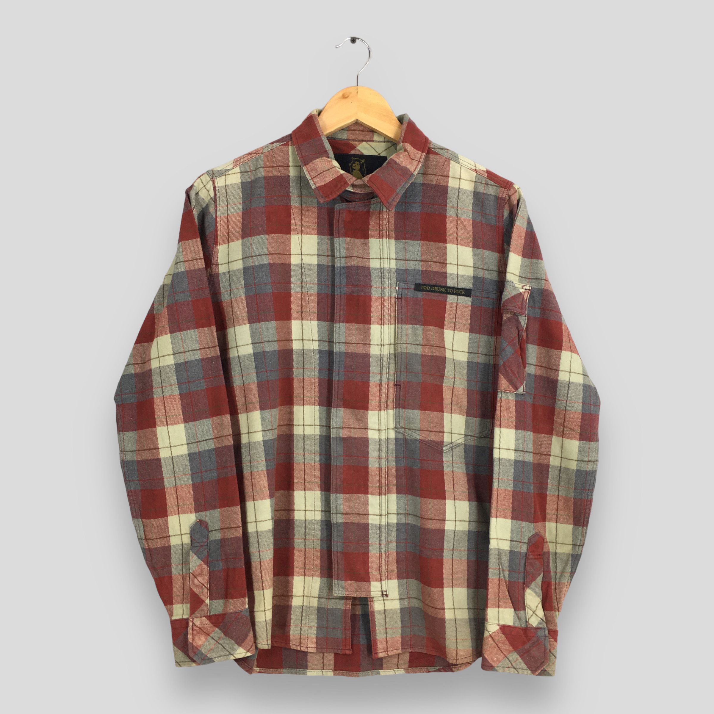 image of Hysteric Glamour Plaid Shadow Tartan Flannel Shirt S in Checkered, Men's (Size Small)
