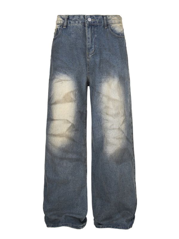 Jean Washed, distressed, punk-inspired tie-dye men's jeans Size US 34 / EU 50 - 5 Thumbnail