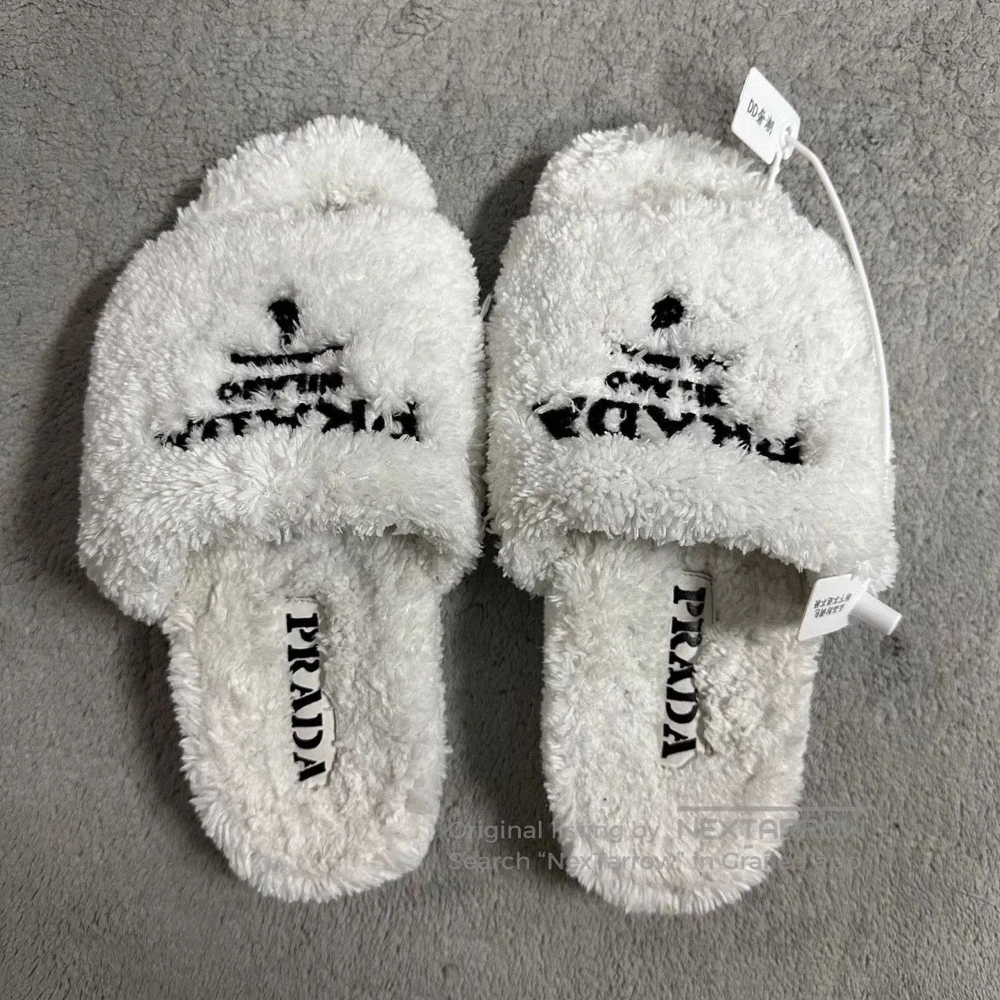 Prada prada fuzzy logo slide sandals size 35. Size US 5 / IT 35 - 1 Thumbnail