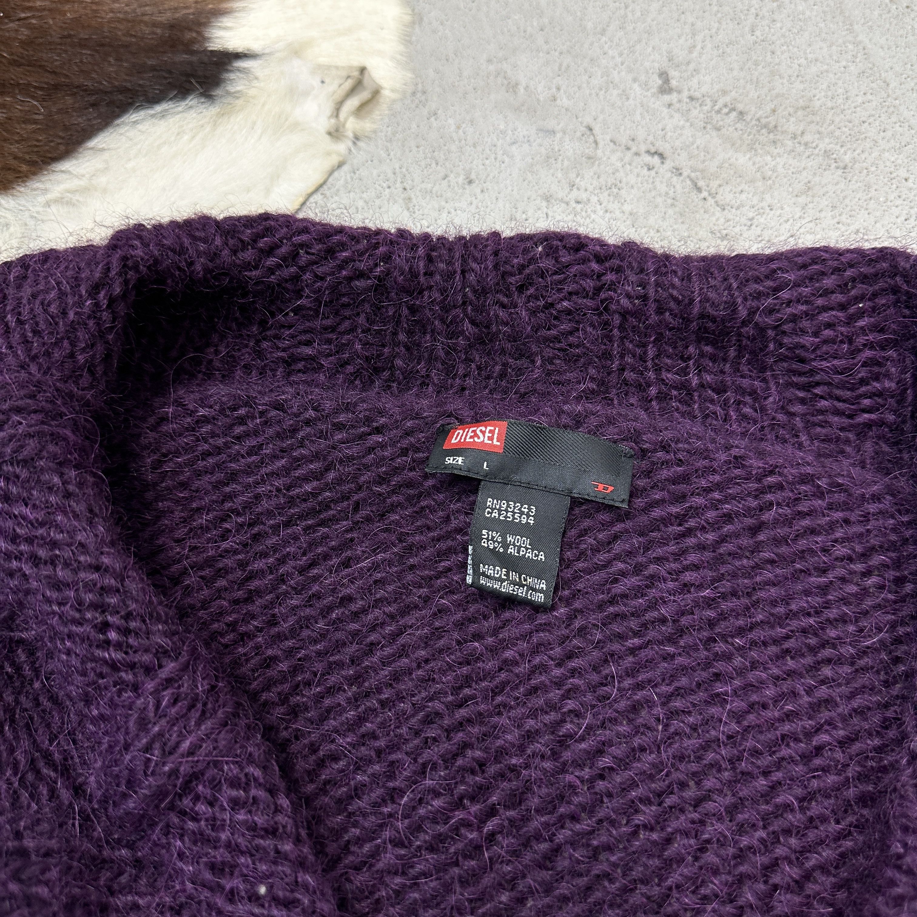 Vintage Vintage Alpaca Wool Mohair Plum Purple Diesel Cardigan Y2K Size L / US 10 / IT 46 - 4 Thumbnail