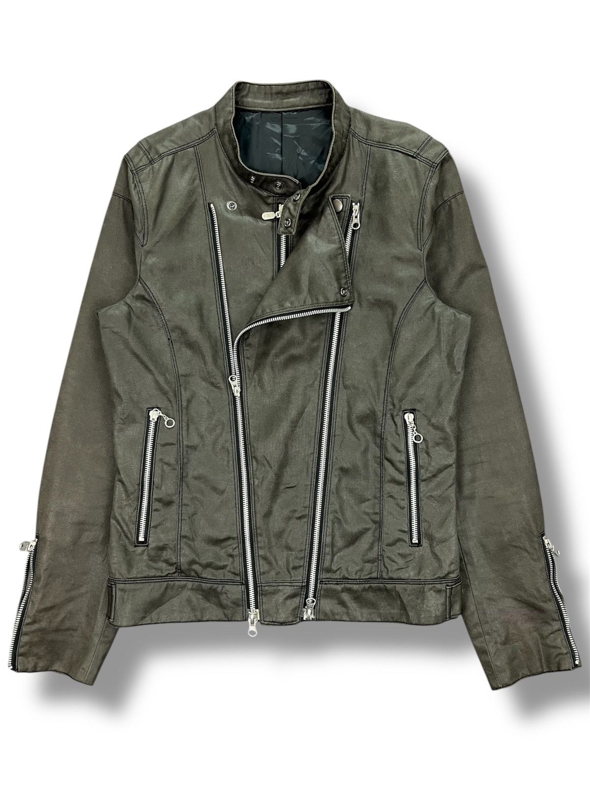 ジャケット・アウター \"EDGE RUPERT\" High-Neck Leather Jacket Vintage Edge Rupert Japan Leather Kinky Red Jacket Medium Burgundy