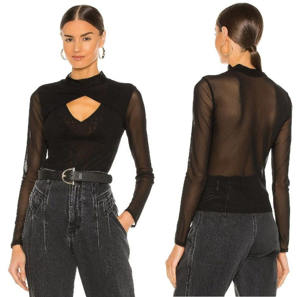 525 America NWT New 525 Mockneck Keyhole Black Top Size S Size S / US 4 / IT 40 - 1 Thumbnail