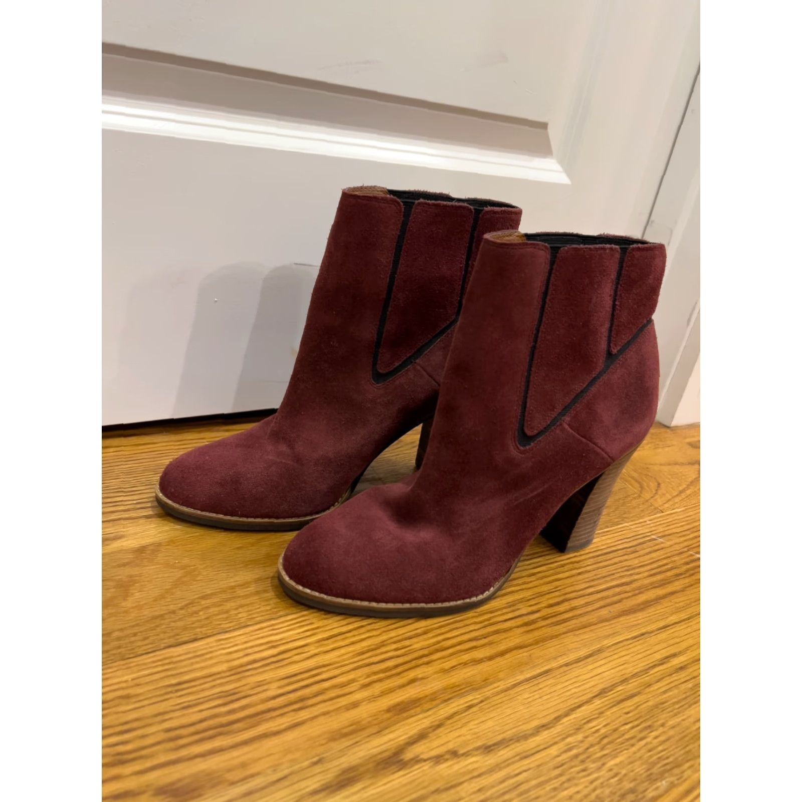 Lucky Brand VINTAGE Lucky Brand Women's Ankle Boot Suede Leather Boho Maldeev Maroon Size 10M High Heel Size US 10 / IT 40 - 4 Thumbnail