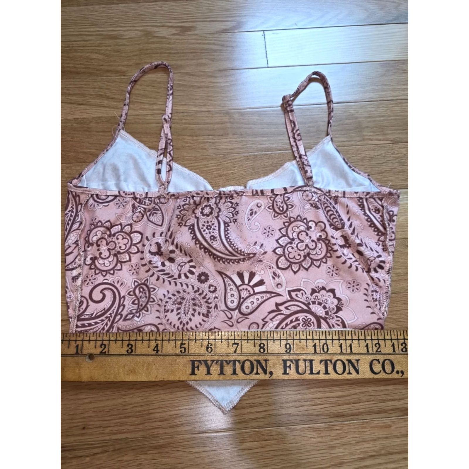 Shein SheIn Cami Crop Top Womens Size S Pink Paisley Print Spaghetti Strap Pullover V-Neck Cropped Tank Lightweight Casual Floral Sleeve-less Size S / US 4 / IT 40 - 4 Thumbnail