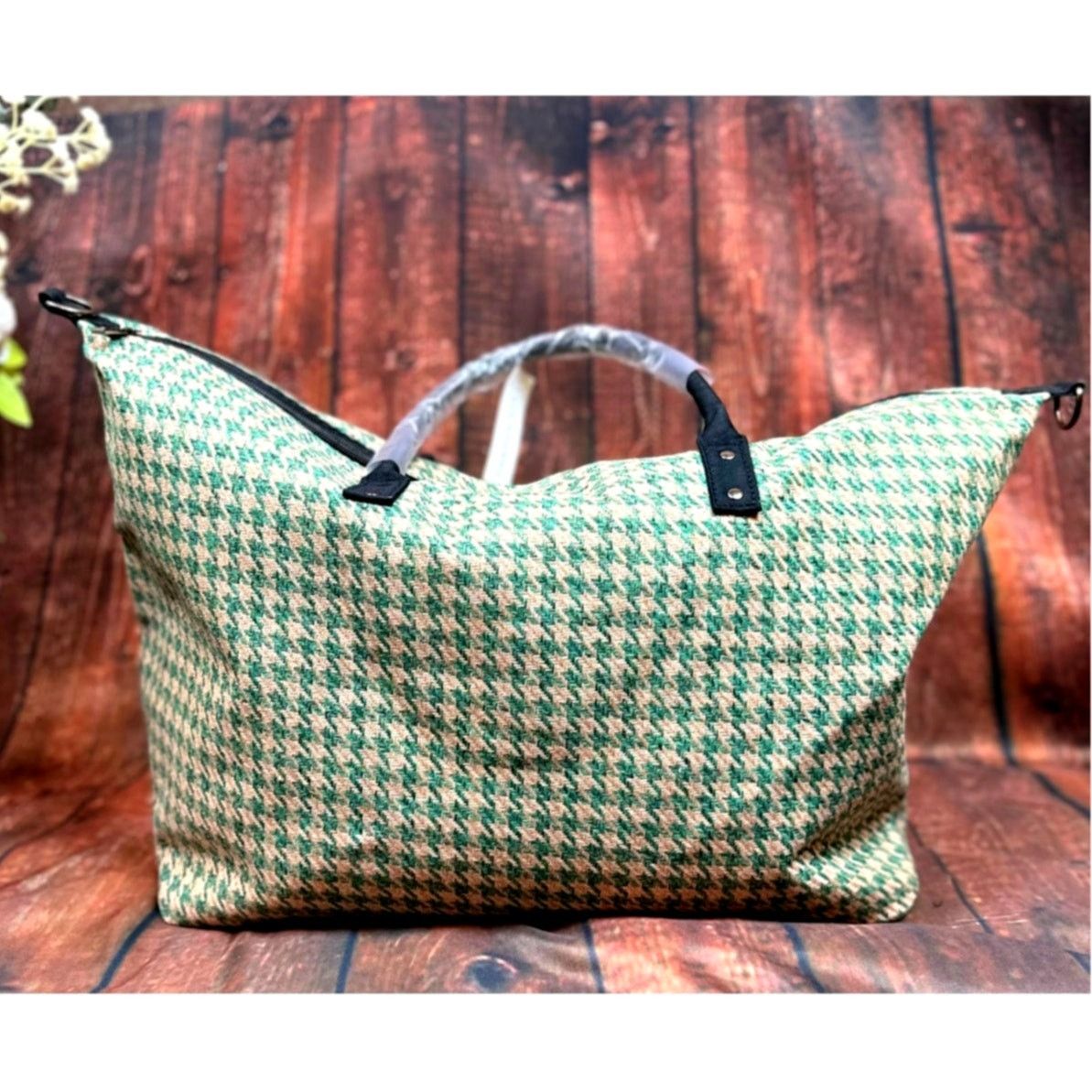 Other LuLu Dharma Houndstooth Weekender Travel Bag Green/Beige OS Size ONE SIZE - 6 Thumbnail
