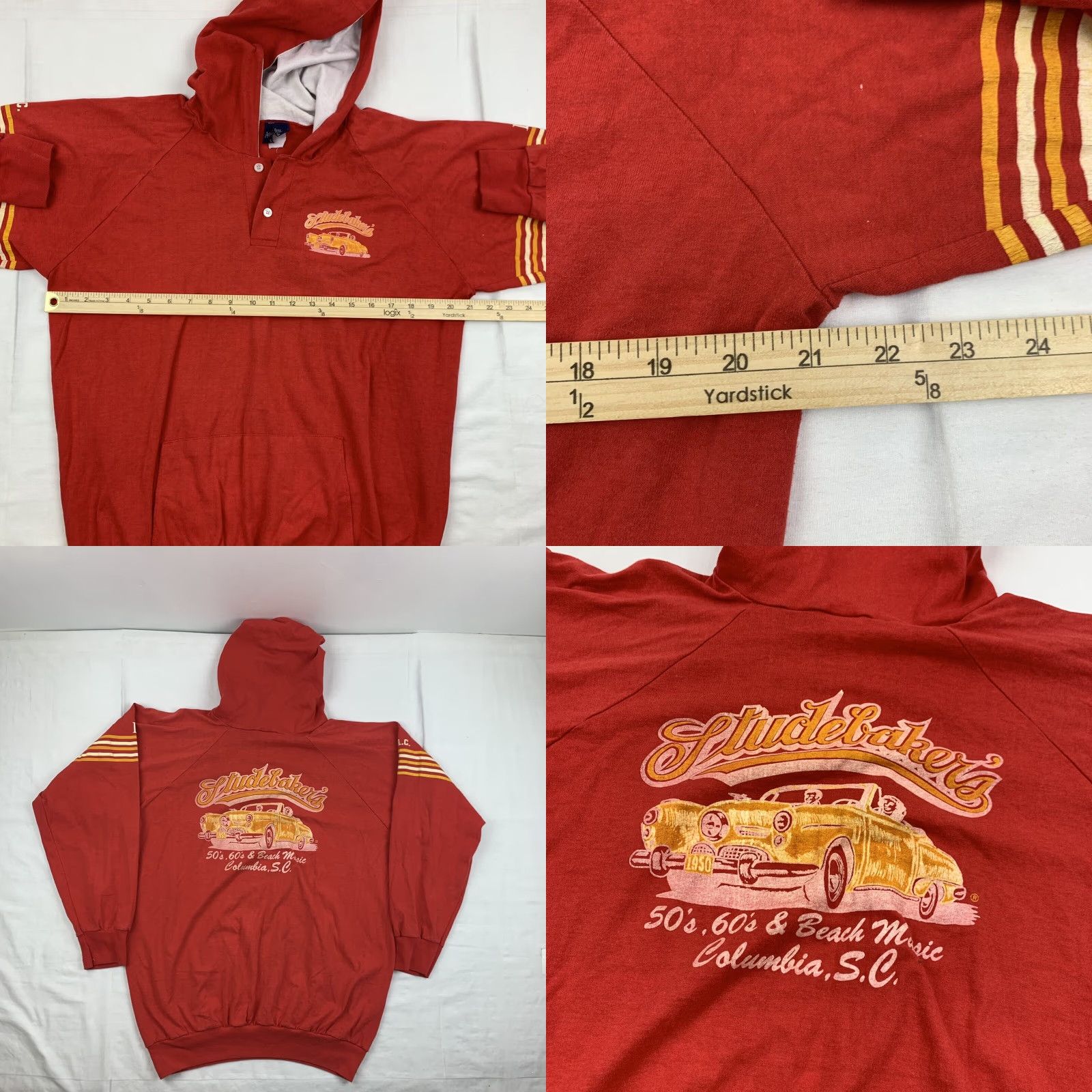 Vintage VINTAGE Studebakers Columbia South Carolina Hoodie Men Medium Red Lightweight 80s 90s Graphic Pullover Size US M / EU 48-50 / 2 - 8 Thumbnail