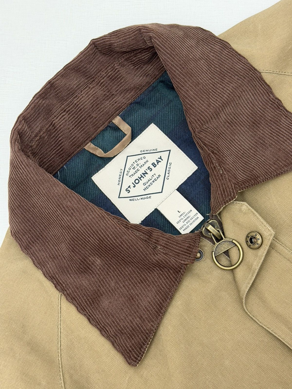 St. Johns Bay St. John's Bay Barn Jacket Corduroy Collar Full Zip Snap Wax Size US L / EU 52-54 / 3 - 4 Thumbnail
