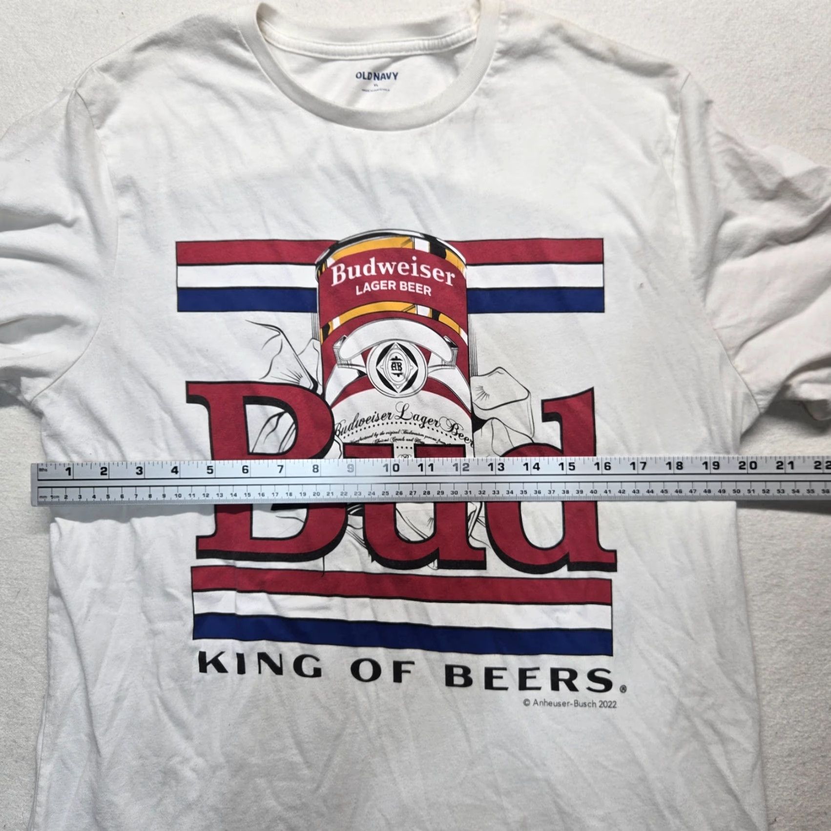 Old Navy VINTAGE Old Navy Budweiser Beer Logo T-Shirt Short Sleeve Adult XL White Crew Neck Summer Men Size US XL / EU 56 / 4 - 4 Thumbnail
