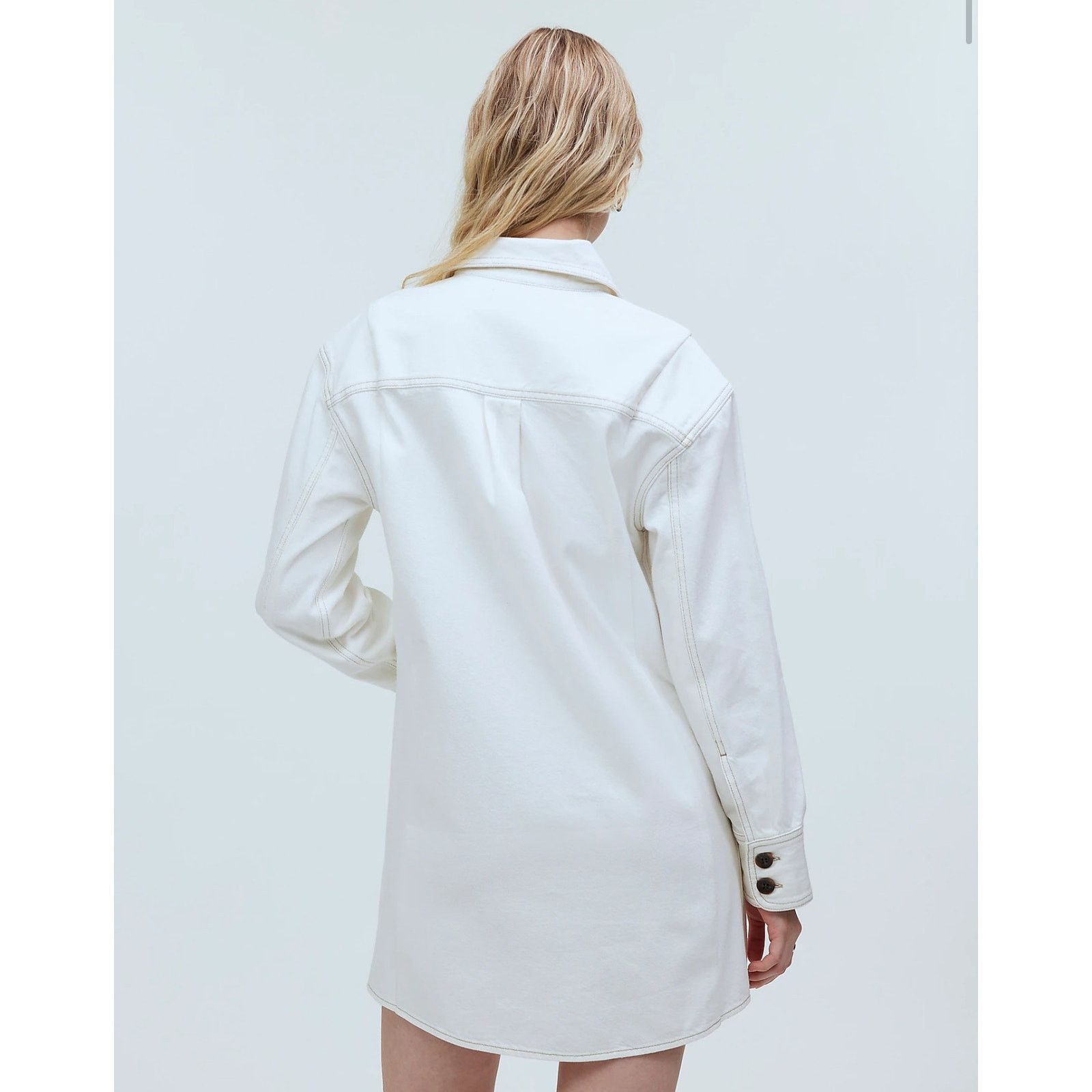 Madewell Madewell Denim Oversized Mini Shirtdress In White Size XS Size XS / US 0-2 / IT 36-38 - 3 Thumbnail