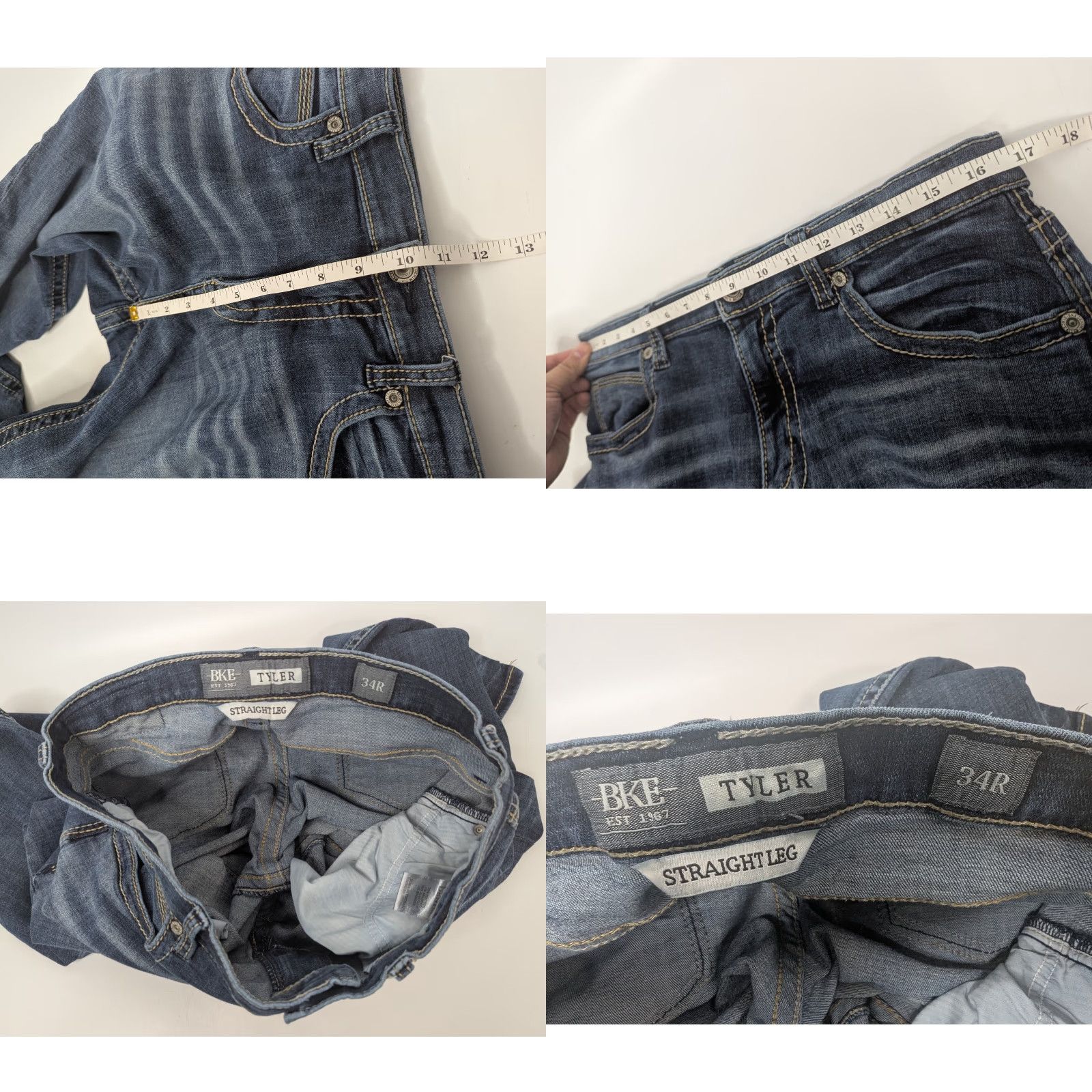 Vintage BKE Buckle Jeans Mens 34R Blue Denim Straight Leg Whisker Fade Vintage No Size US 34 / EU 50 - 8 Thumbnail