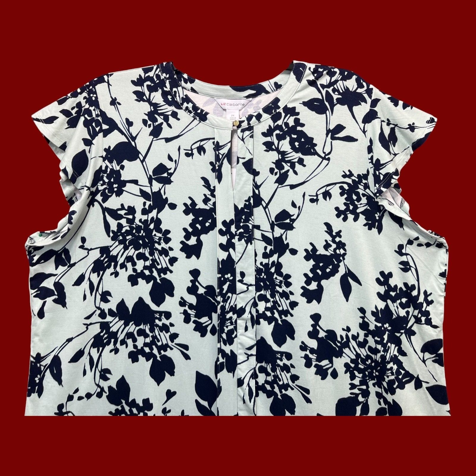 Other Liz Claiborne - Women's Keyhole Neck Short Sleeve Blouse - L Size XXL / US 16-18 / IT 52-54 - 12 Thumbnail