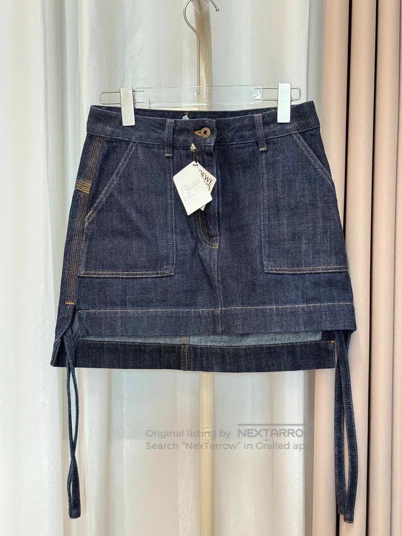 Loewe Loewe Dark Blue Denim Mini Skirt Size 42" / US 20 - 1 Thumbnail