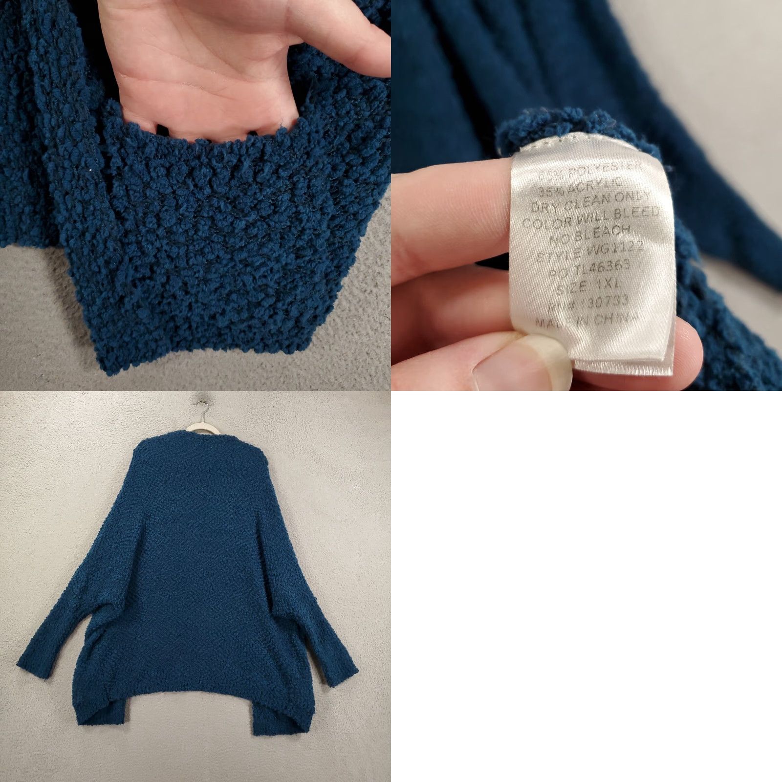 Vintage UMGEE Cardigan Women Chunky Knit Long Sleeve Open Pockets 1XL Teal Blue Green Knobby Size XL Relaxed Regular Bohemian Classic Vintage No Size XL / US 12-14 / IT 48-50 - 8 Thumbnail