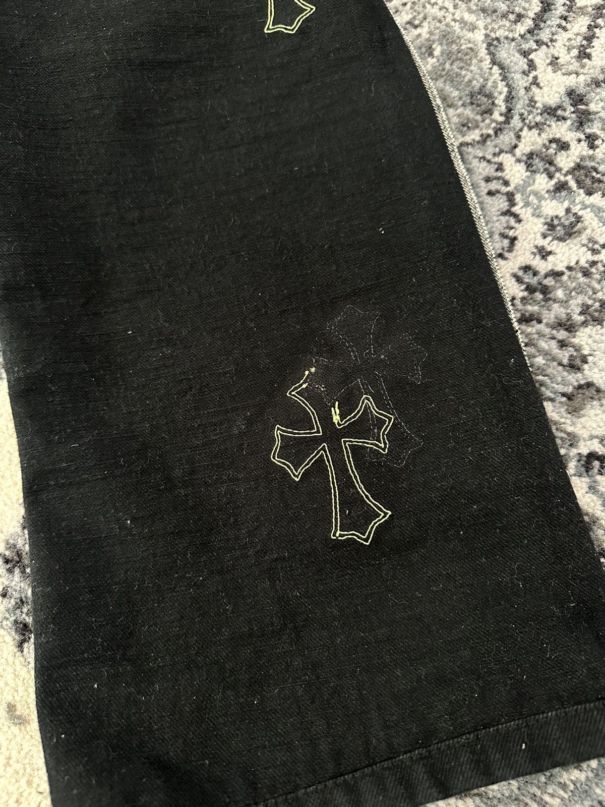 Chrome Hearts Chrome Hearts Black Cheetah Lime Cross Patch Jeans Size US 34 / EU 50 - 18 Thumbnail