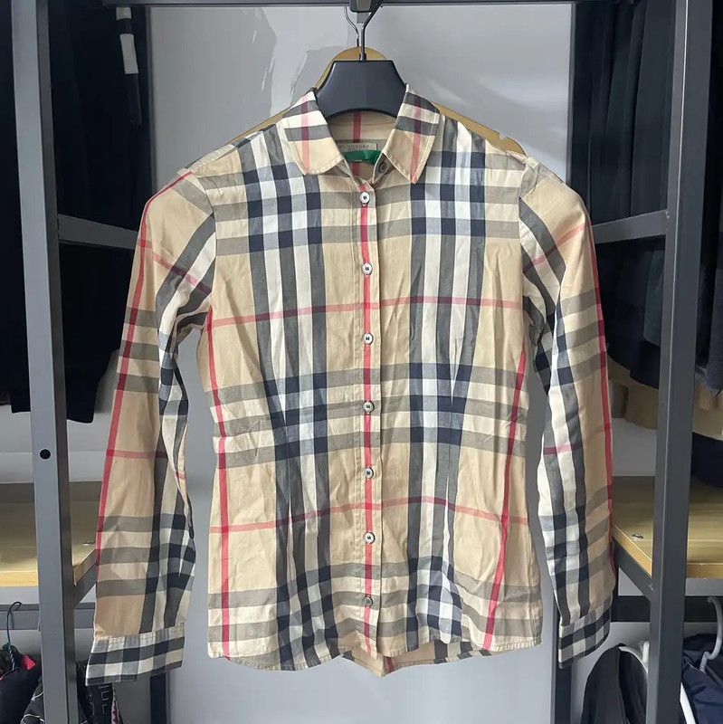 Burberry Burberry Women's XS Beige Check Shirt Size XS / US 0-2 / IT 36-38 - 1 Thumbnail