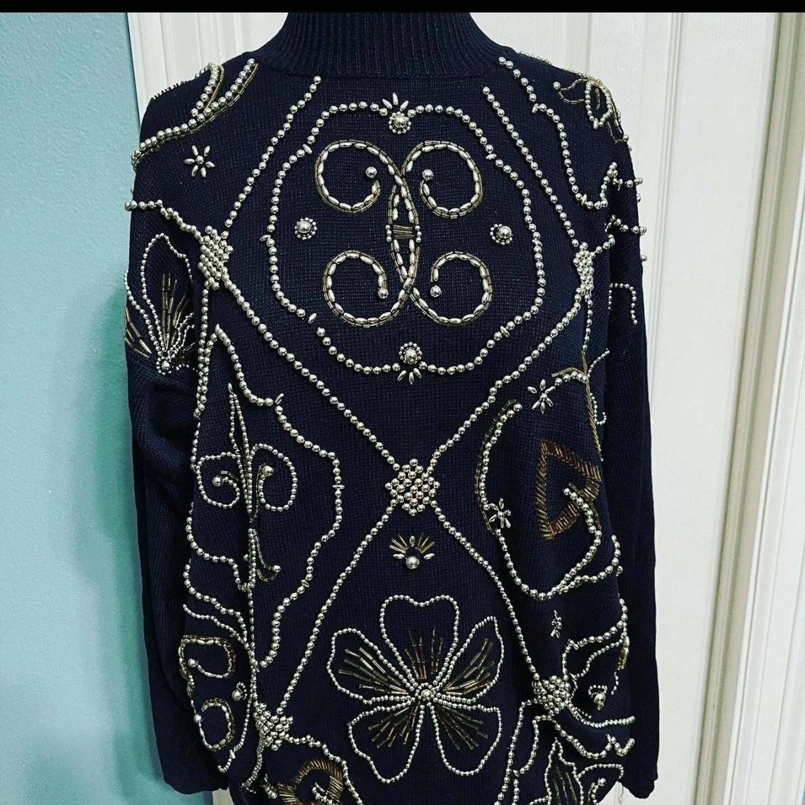 Other Victoria Jones Vintage Beaded Sweater Small Oversized Size S / US 4 / IT 40 - 2 Thumbnail