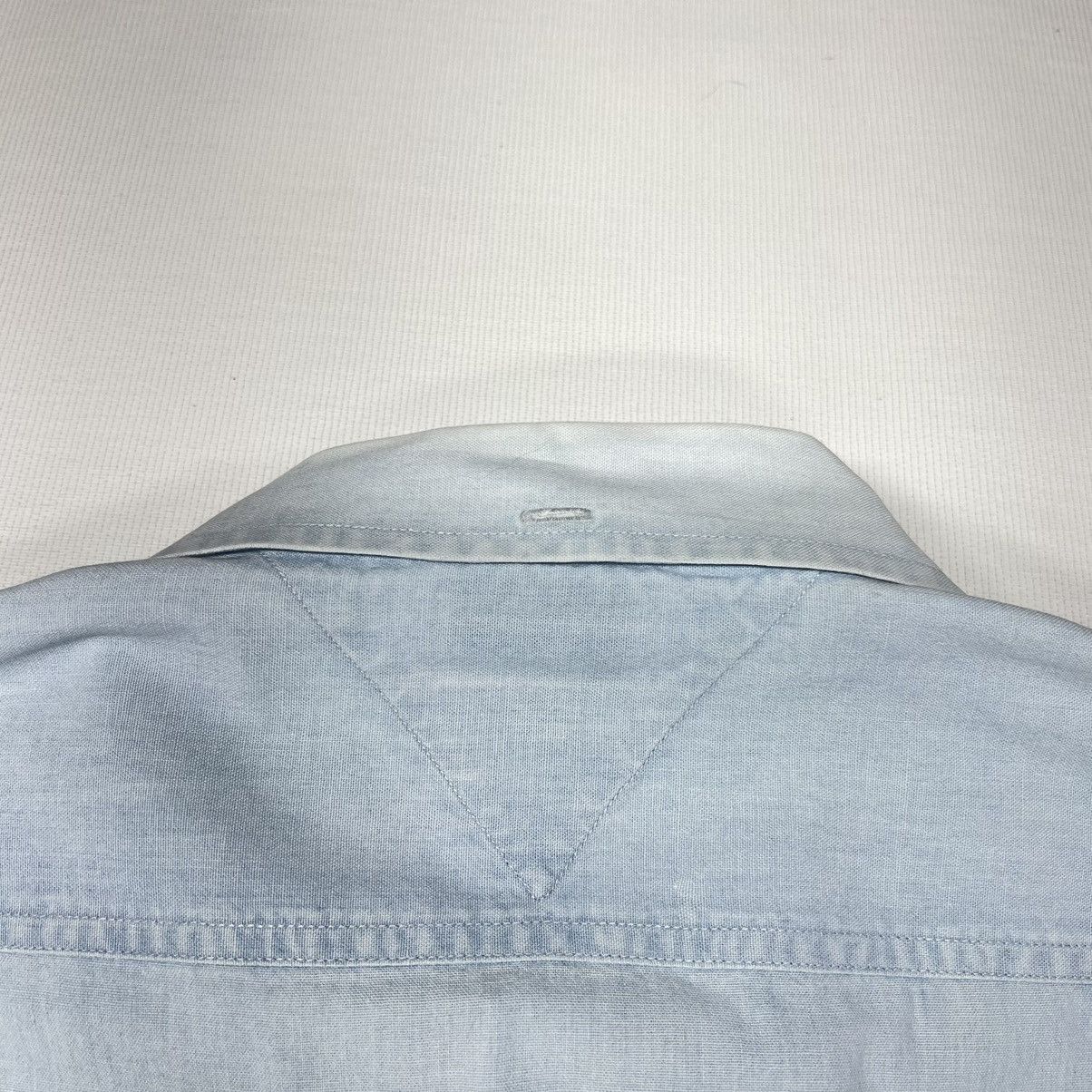 Tommy Hilfiger × Vintage VTG Tommy Hilfiger Button Down Shirt White Blue Faded Size US L / EU 52-54 / 3 - 13 Thumbnail